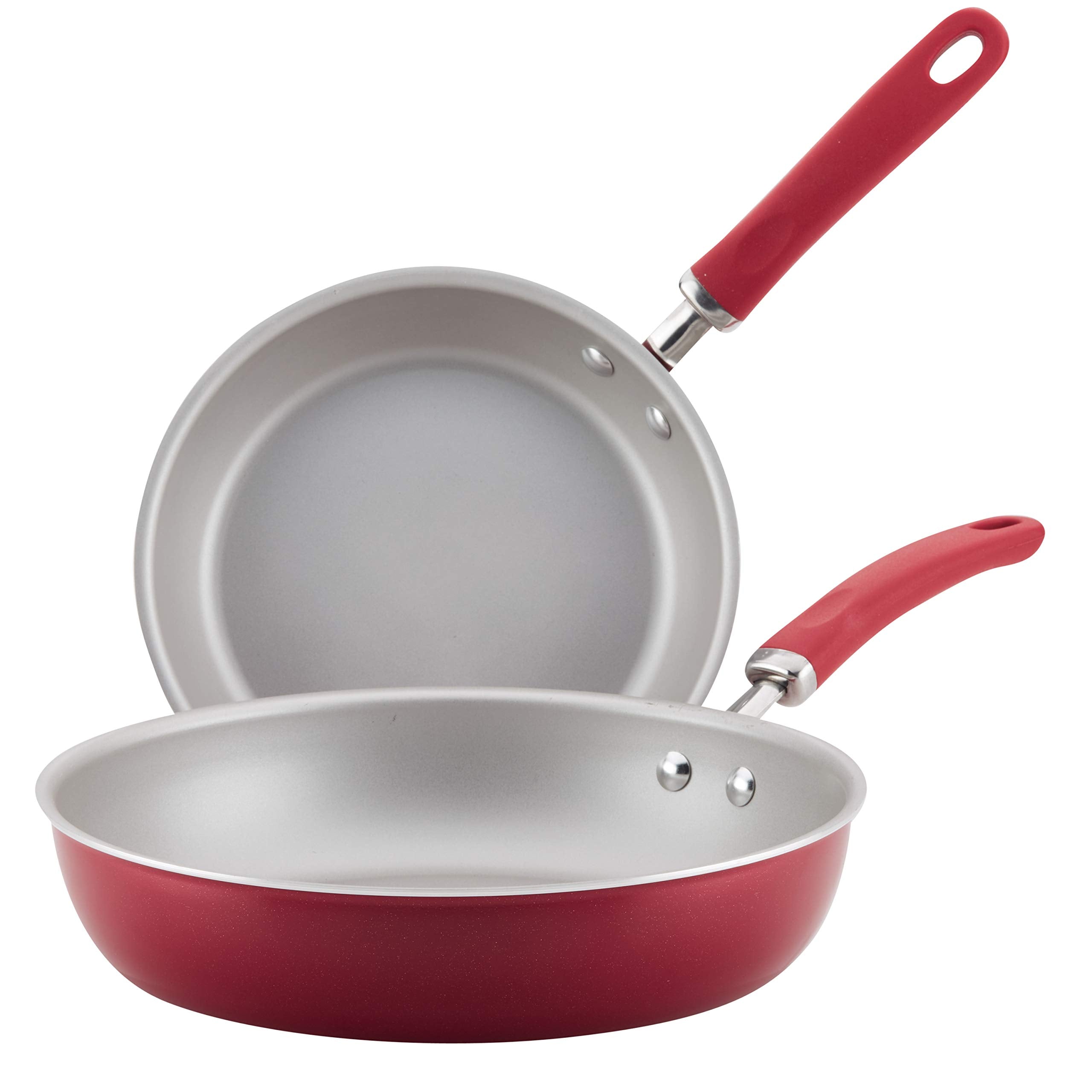Rachael Ray Create Delicious Nonstick Frying Pan Set / Fry Pan Set / Skillet Set - 9.5 Inch And 11.75 Inch, Red