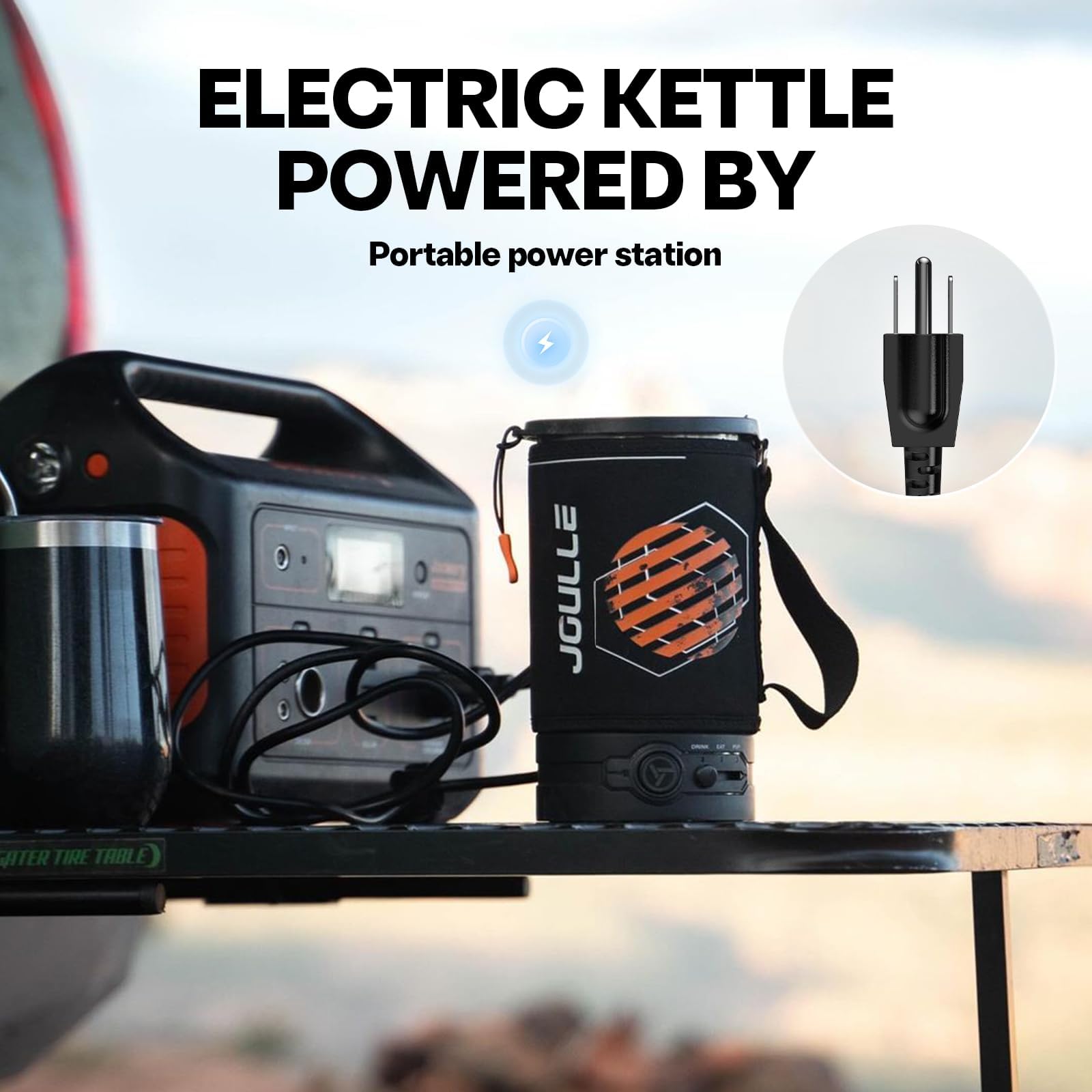 Stoke Voltaics Electric Kettle Pot, French Press Coffee Maker, Small Portable Travel Water Boiler Cooker, 30 Oz Electric Tea Ket
