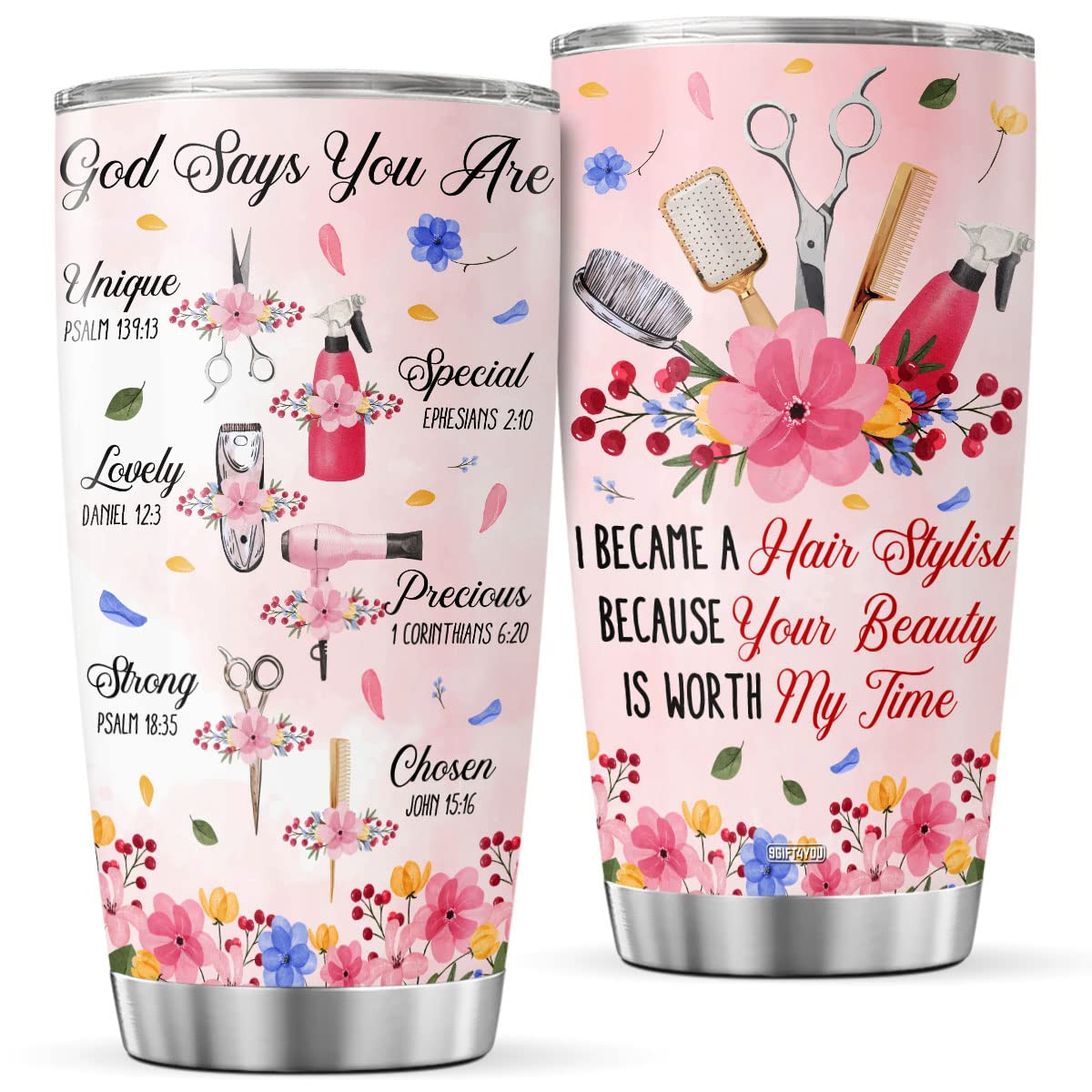 9Gift4You Hair Stylist Coffee Tumbler Hairdressers Travel Mug With Lid Birthday Gifts For Adults Men Women Friends Coworkers Col