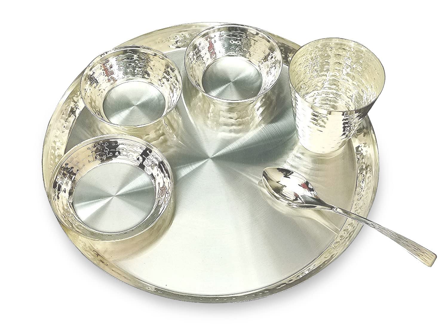 Bengalen Silver Plated Dinner Set 12 Inch For Gift Baby Rice Ceremony Annaprashan Sanskar Kids Birthday For Boys Girls Home Deco