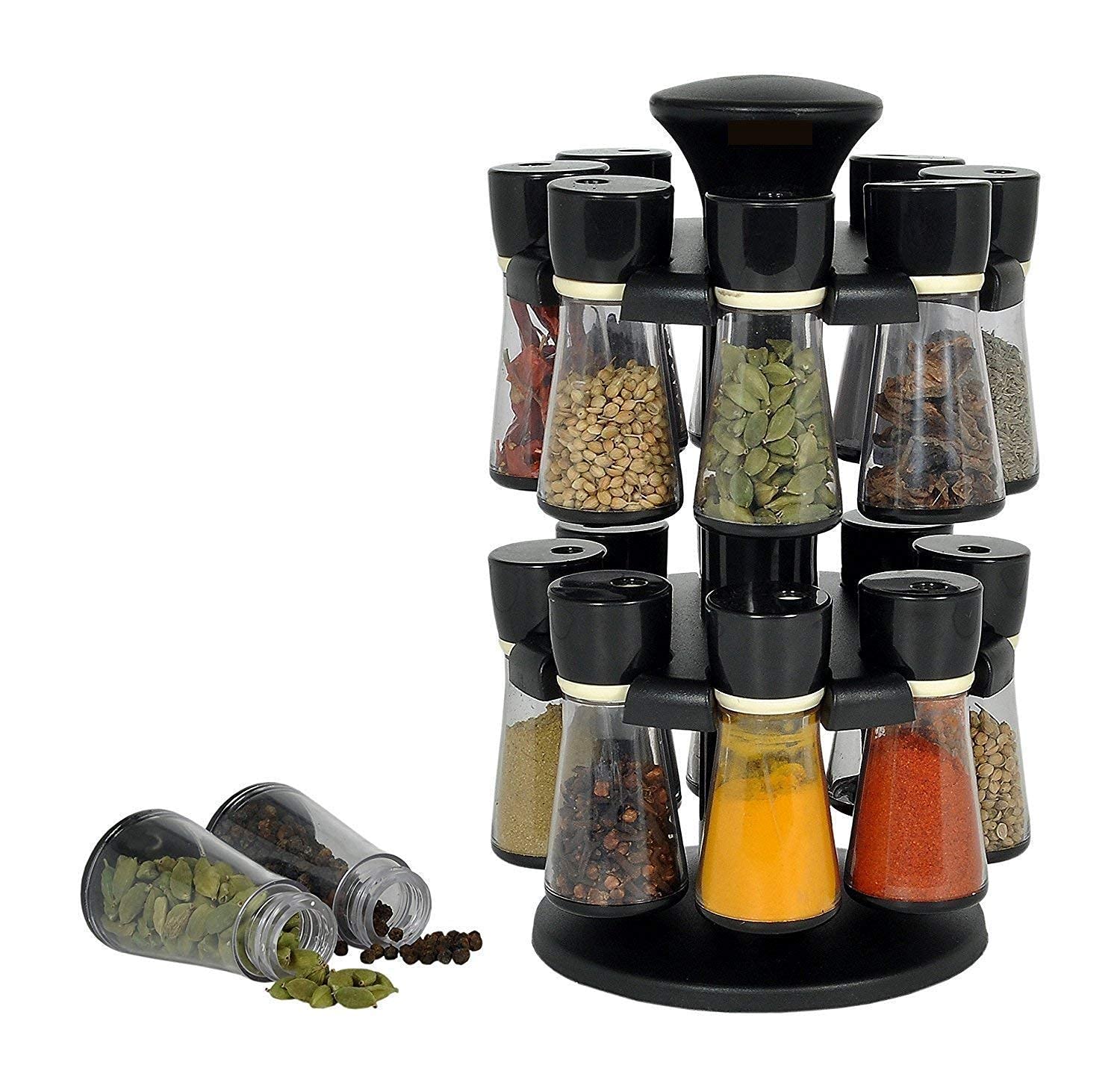 Oanda Multipurpose Spice Rack For Kitchen Salt Masala Container Rack With Holder And Lid 16 Pcs Spice Masala Rack Container