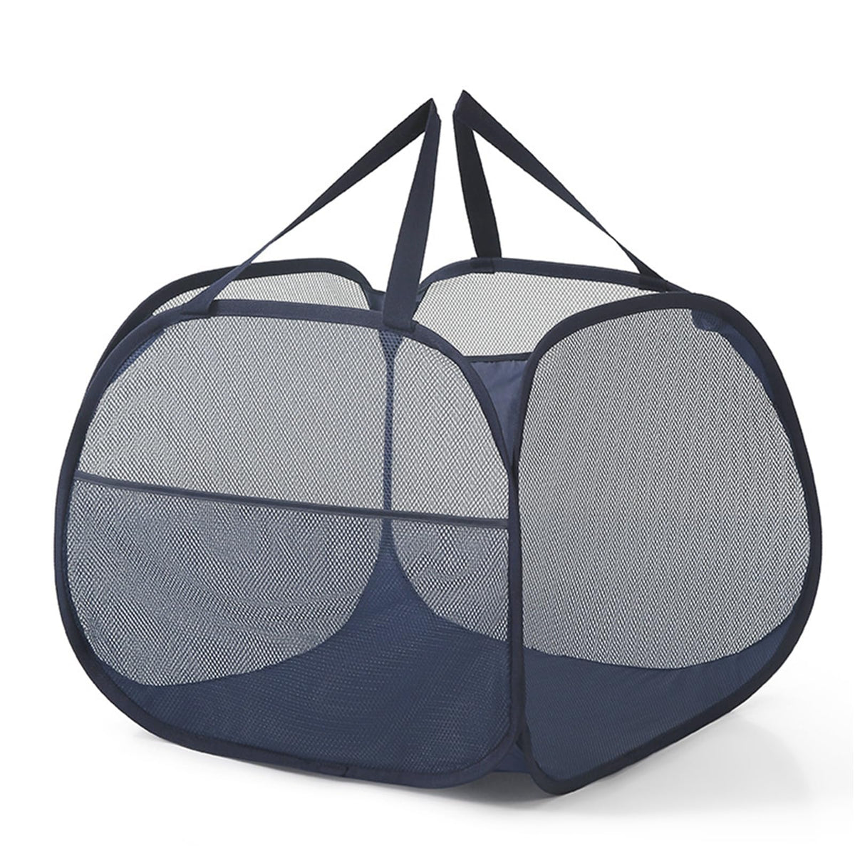 Kimmama Collapsible Mesh Laundry Basket,Foldable Pop Up Laundry Hamper With Side Pocket,Removable Clothes Storage Bin With Handl