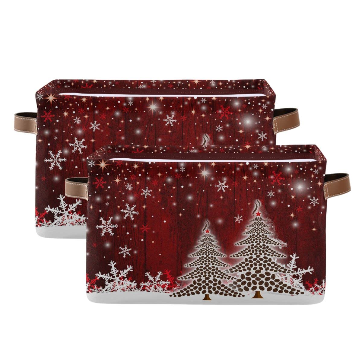 Christmas Tree Red Storage Basket Fabric Laundry Baskets Winter Snowflake Snowman Xmas Storage Boxes Organizer Bag for Baby Cloth Dog Toy Book Storage Cubes Shelf Closet Bins 16