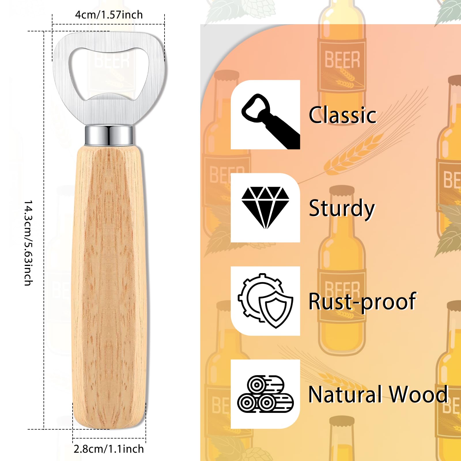 24Pcs Bottle Opener Beer Opener With Wooden Handle For Engraving Cider Wine Bottle Opener Party Wedding Gifts