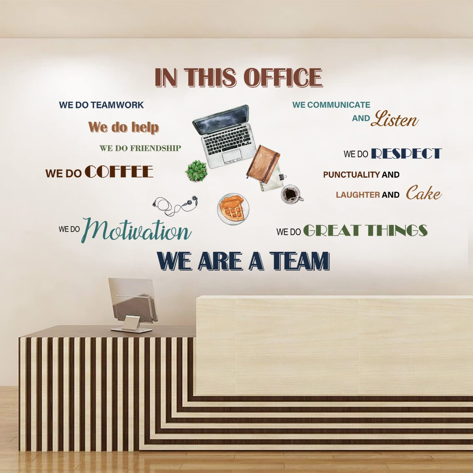 Mfault Office Inspirational Quotes Positive Sayings Peel Stick Wall Decals Stickers, Colorful Motivational Lettering Teamwork De