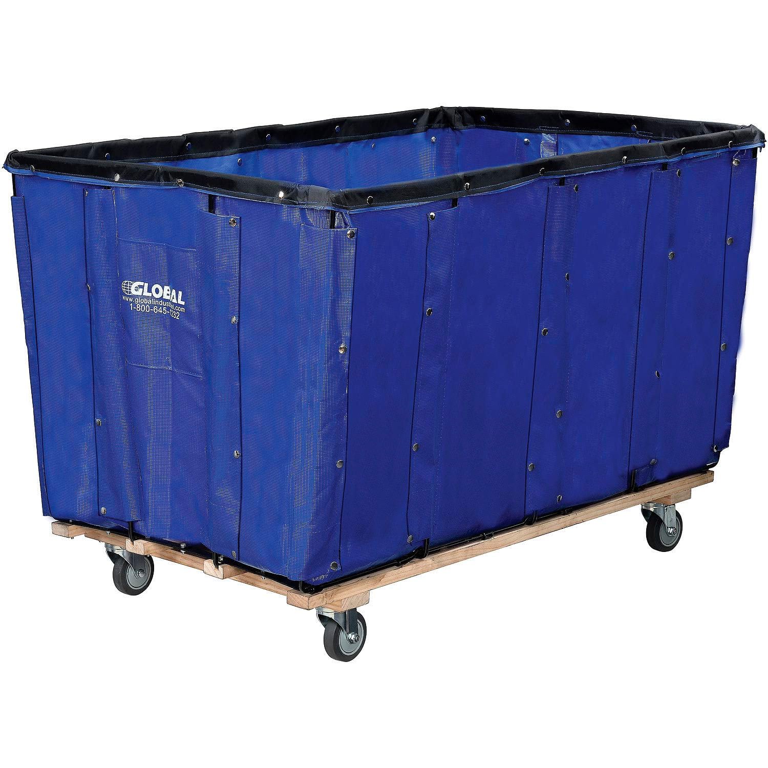 GLOBAL INDUSTRIAL Vinyl Basket Bulk Truck, 24 Bushel, Blue, 53-1/4 inchL x 36-1/4 inchW x 30-1/2 inchH