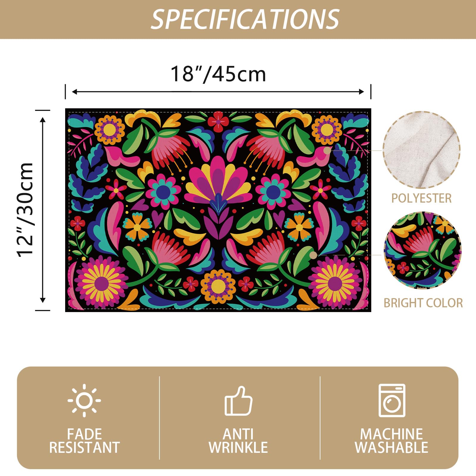 Cinco De Mayo Placemats Set Of 4 Dia De Los Muertos Place Mats 5 De Mayo Rustic Mexican Fiesta Decorations And Supplies For Home