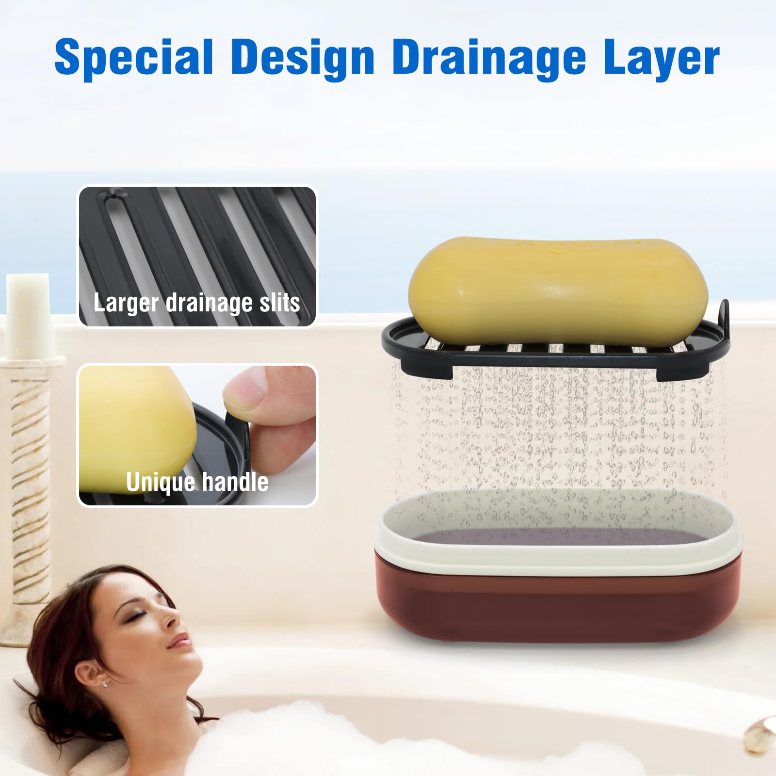 Aimaiaimai Travel Soap Container, Translucent Visible Soap Box, Travel Soap Holder With Removable Draining Layer, Portable Soap