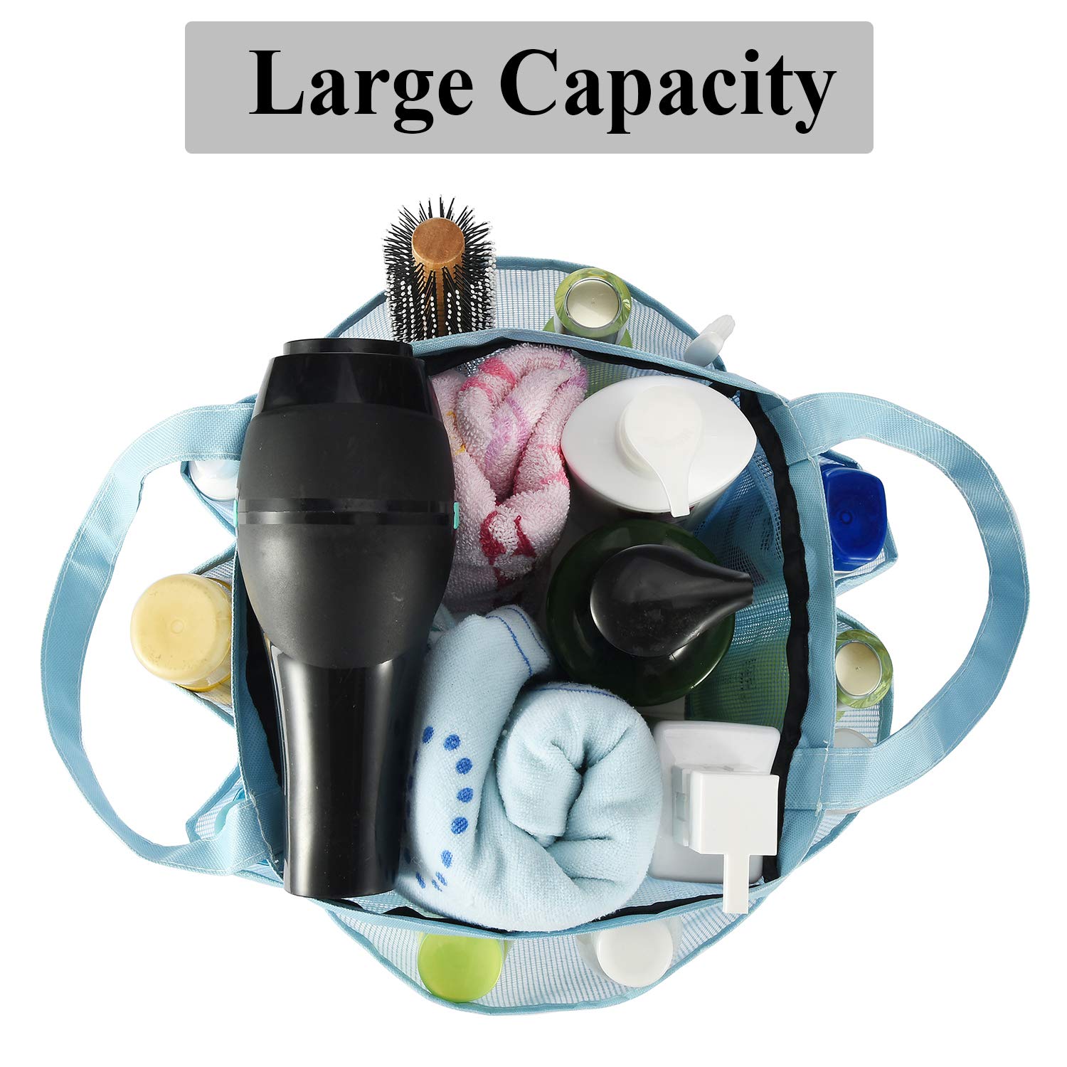Haundry Mesh Shower Caddy Tote, Large Shower Caddy Bag For College Dorm Room Essentials, Bathroom Organizer With 8 Pockets For B