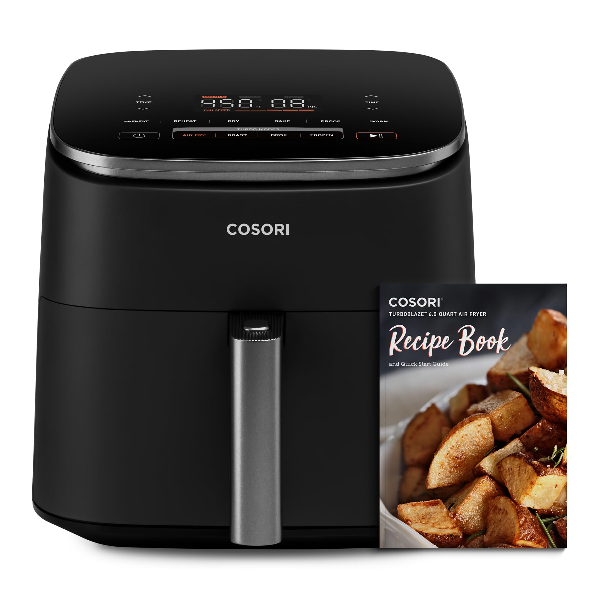 Cosori Air Fryer Turboblaze 6 Quart Compact Airfryer That Roast, Bake, Proof, 9 Functions, 5 Speeds, Cooks Quickly, 95% Less Oil