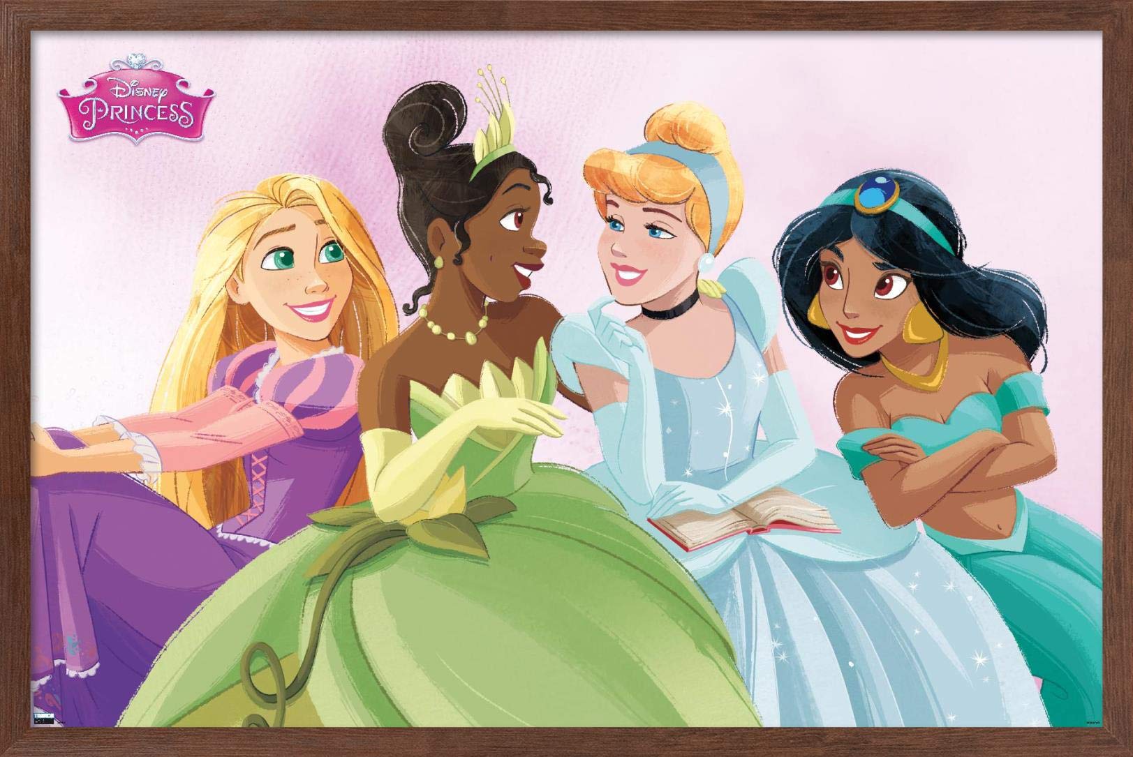 Trends International Disney Ultimate Princess Celebration-Group Wall Poster, 14.725'' X 22.375'', Mahogany Framed Version