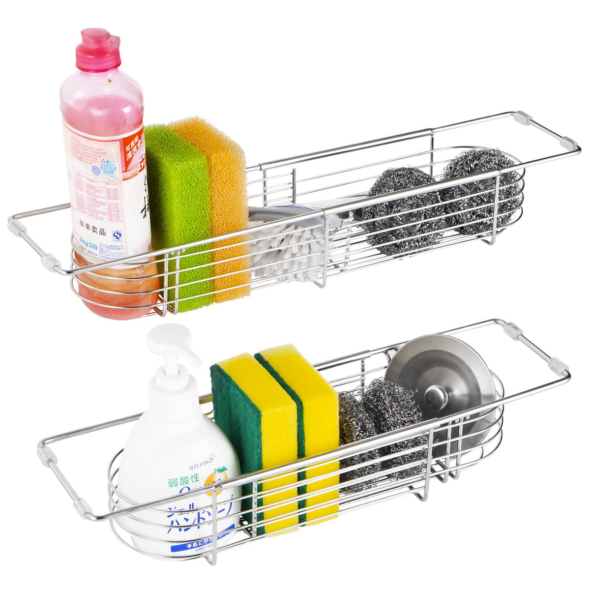 Retractable Sink Drain Rack, 304Stainless Steel Expandable Sink Storage Rack, Adjustable Sink Rack, Kitchen Sponge Drying Rack,