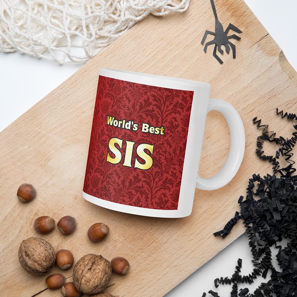 PRINTZILLA PZWM CM16 Microwave Safe Coffee Mug for Gift to Sister Brother Rakhi Birthday 300ml, World Best Sis