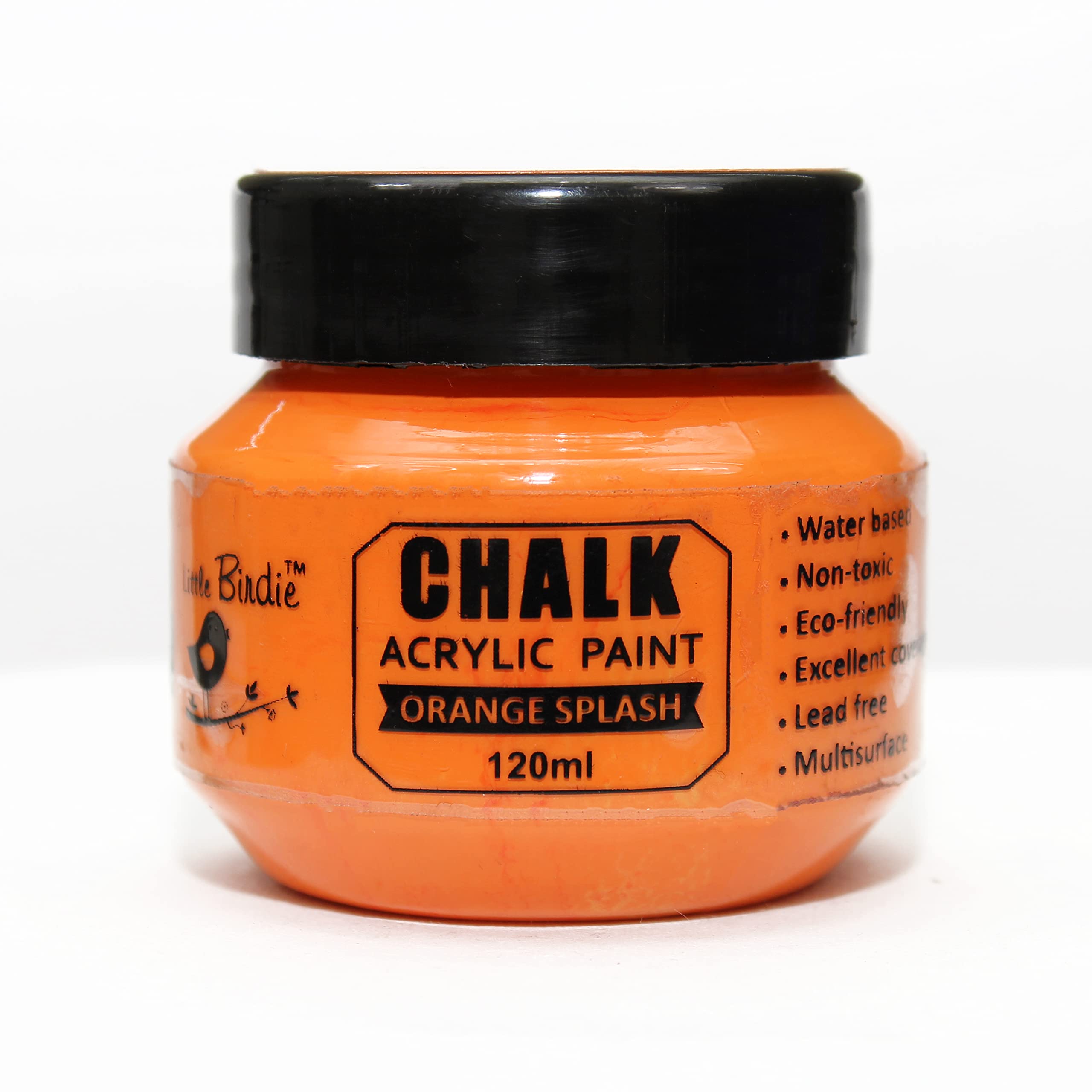 Little Birdie Home Decor Chalk Paint Orange Splash - 120Ml |Chalk Paint For Wood Furniture, Wall, Home Decor, Glass, Terracotta 