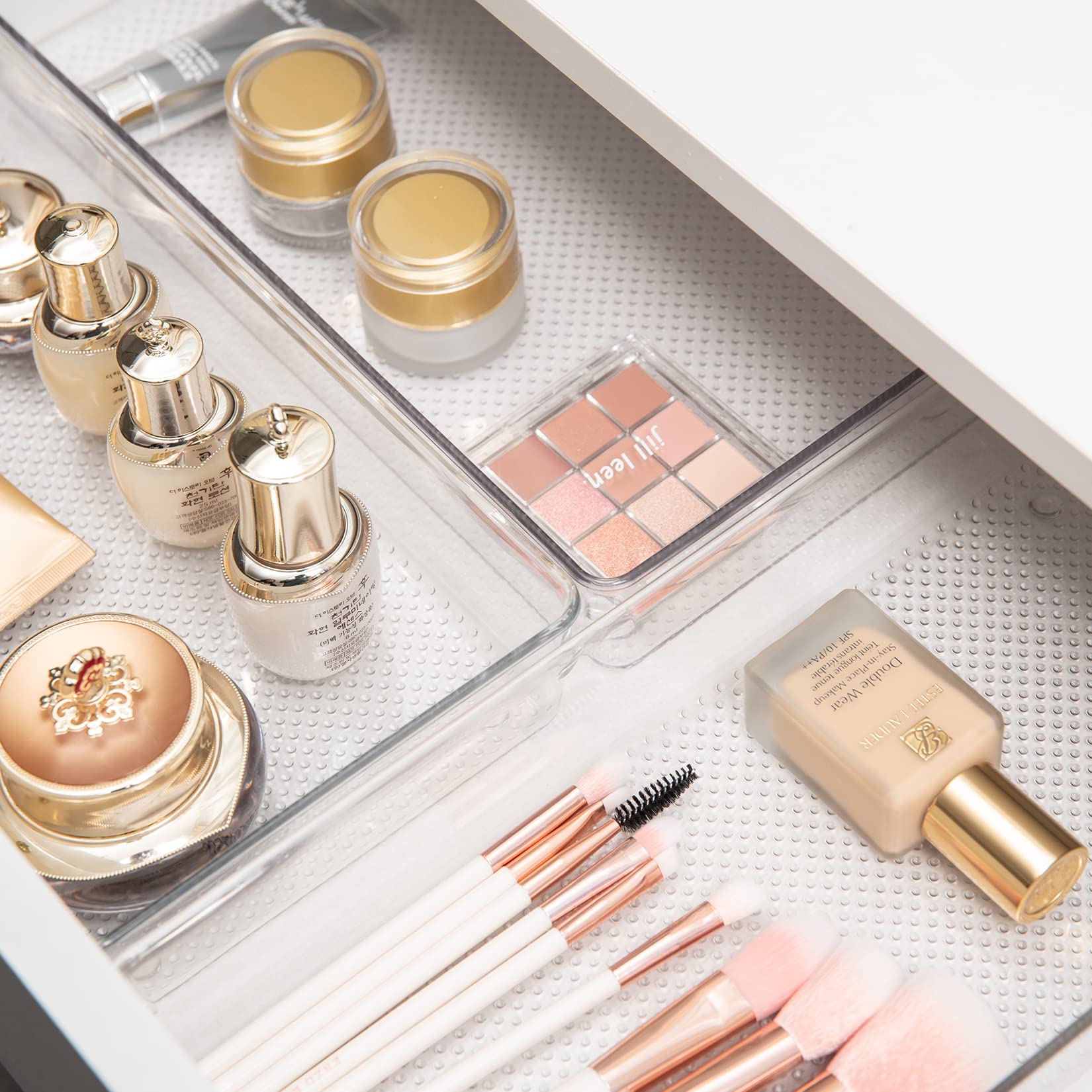 3 Pack Clear Plastic Drawer Organizer Tray Cutlery Utensil Makeups Drawer Organizers 12'' X 6''