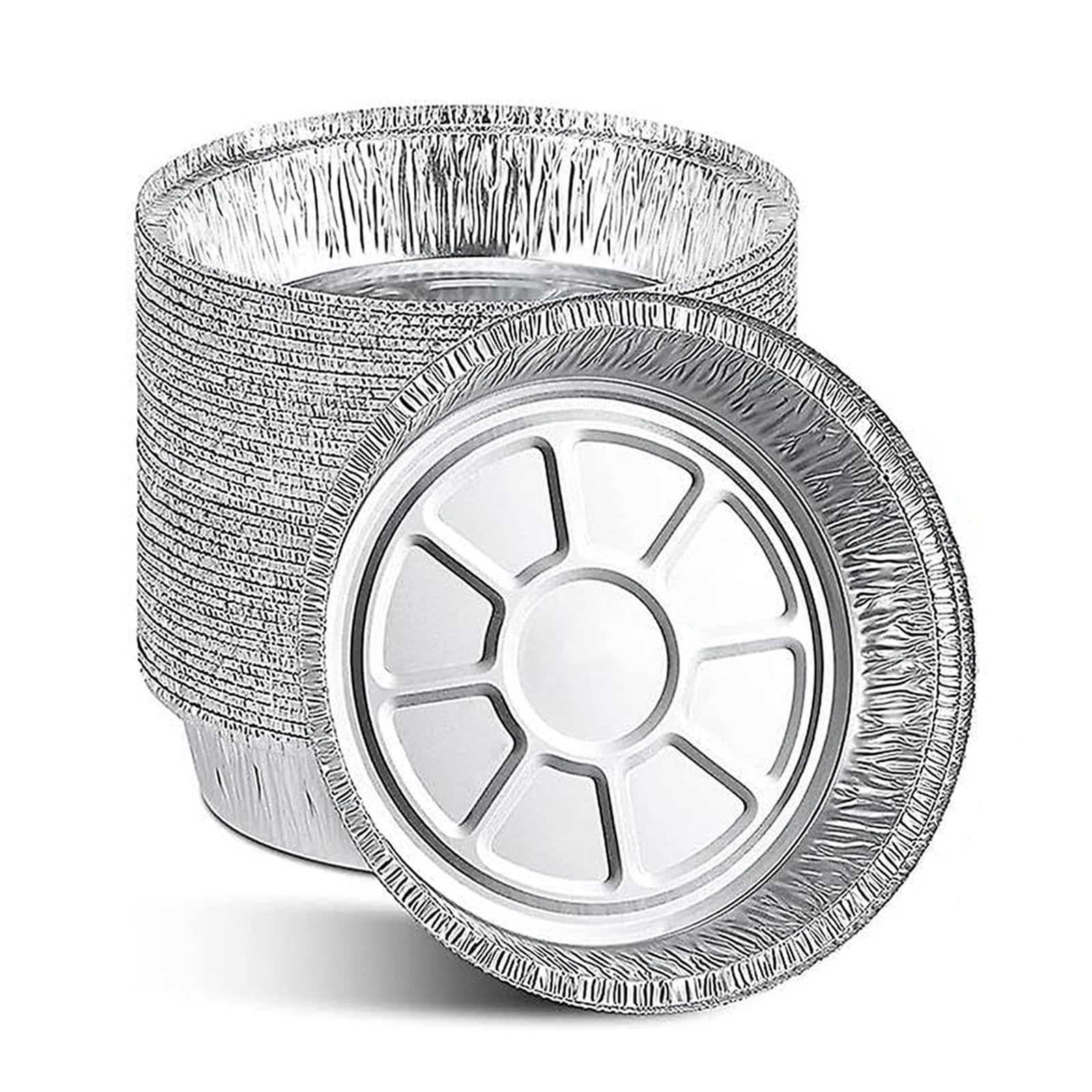 JIUMO 20 Pack 9 Round Aluminum Foil Pans, Pie Tins Disposable,Freezer & Oven Safe for Baking, Storage, Cooking, Reheating, Roas