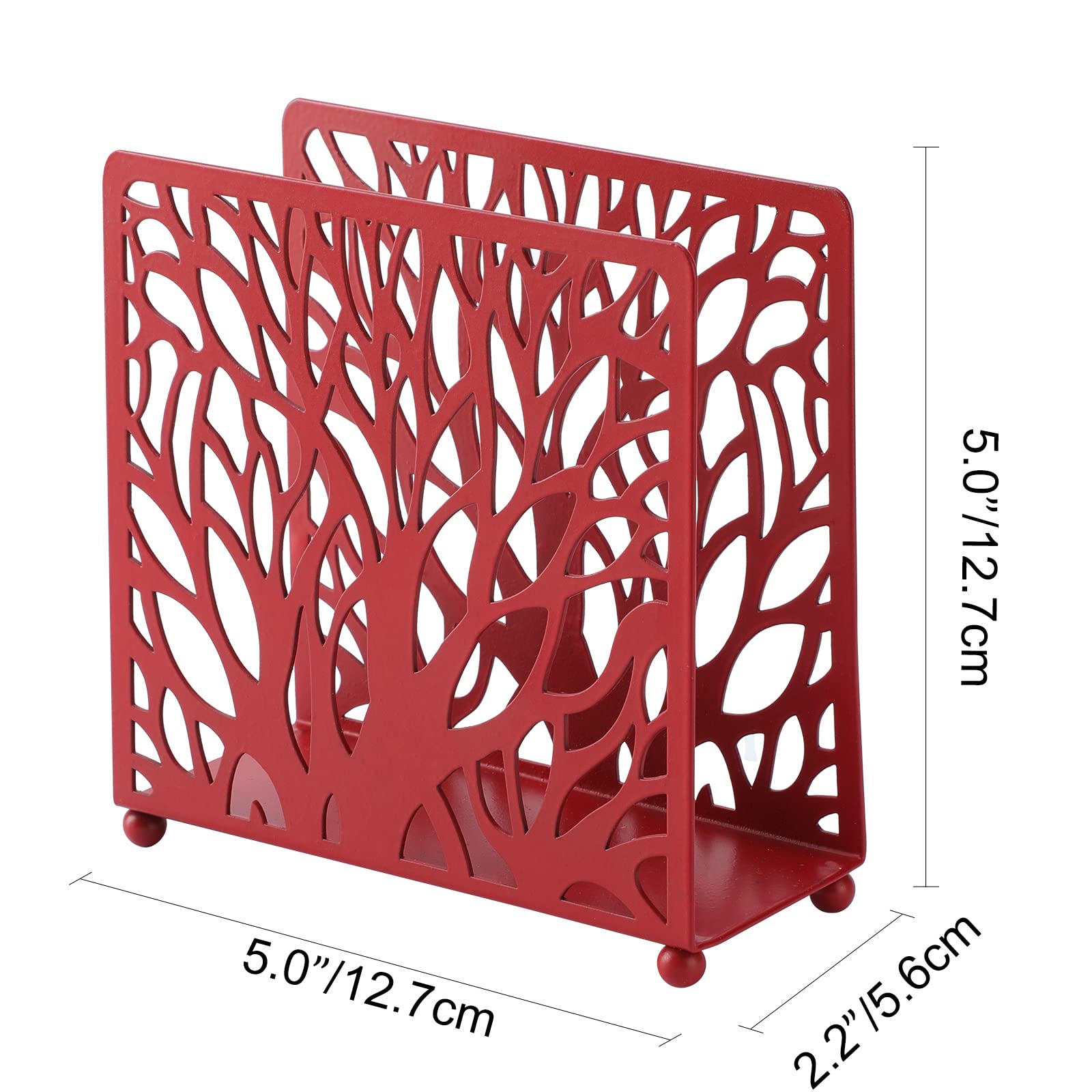 Farmhouse Red Napkin Holder For Tabletop Decor And Kitchen, Metal Table Napkin Holder Stand For Home Restaurant Picnic Party