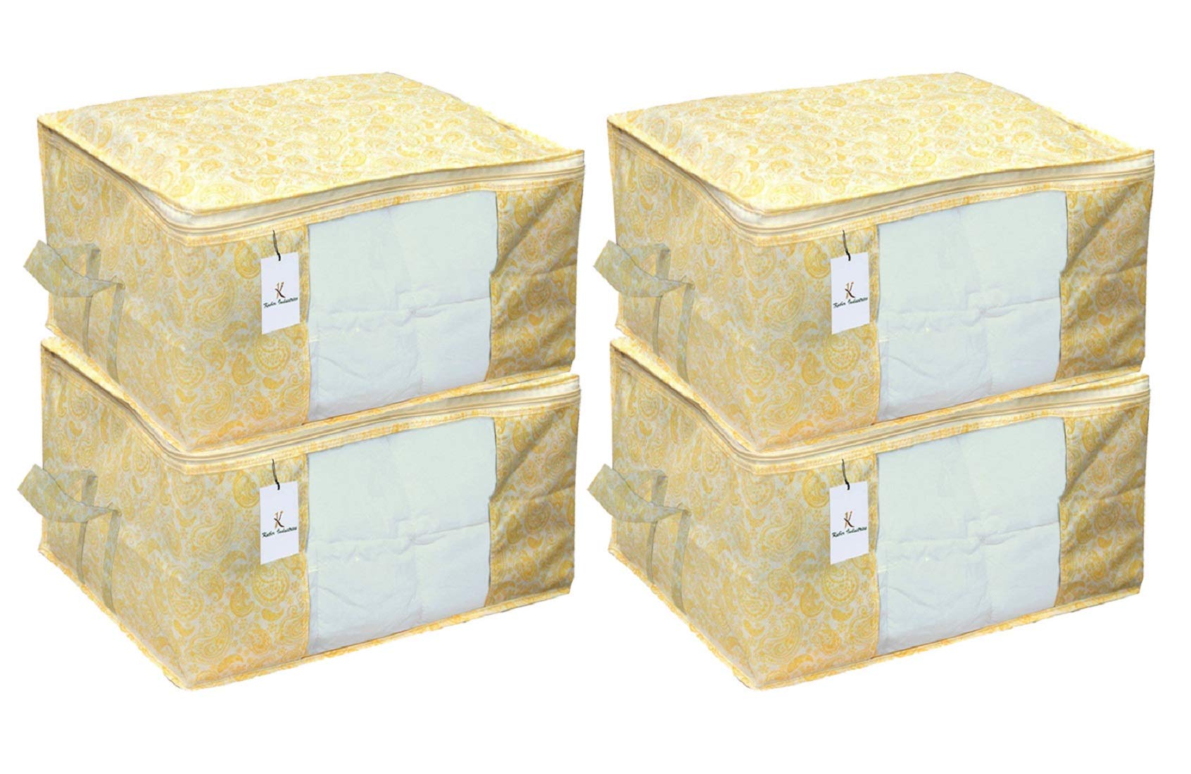 Heart Home Underbed Storage Bag,Storage Organiser,Blanket Cover Set Of 4 Pc  Royal Blue, Extra Large Size, Cthh11789