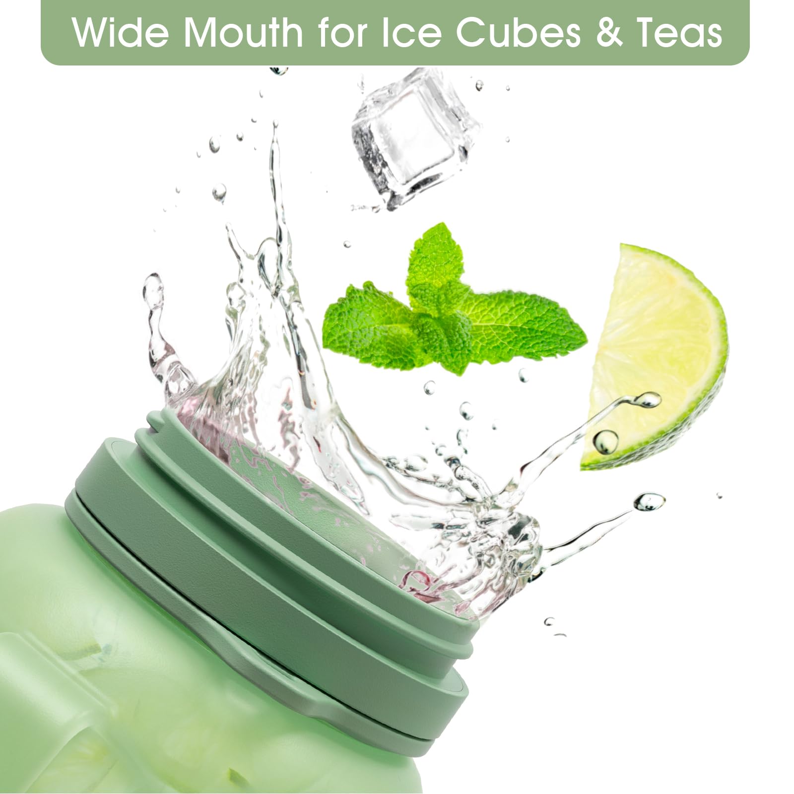 TakeToday 40 OZ Motivational Water Bottle with Straw and Paracord Handle 1.2L Silicone Sports Water Bottle with Time Marker(Green)