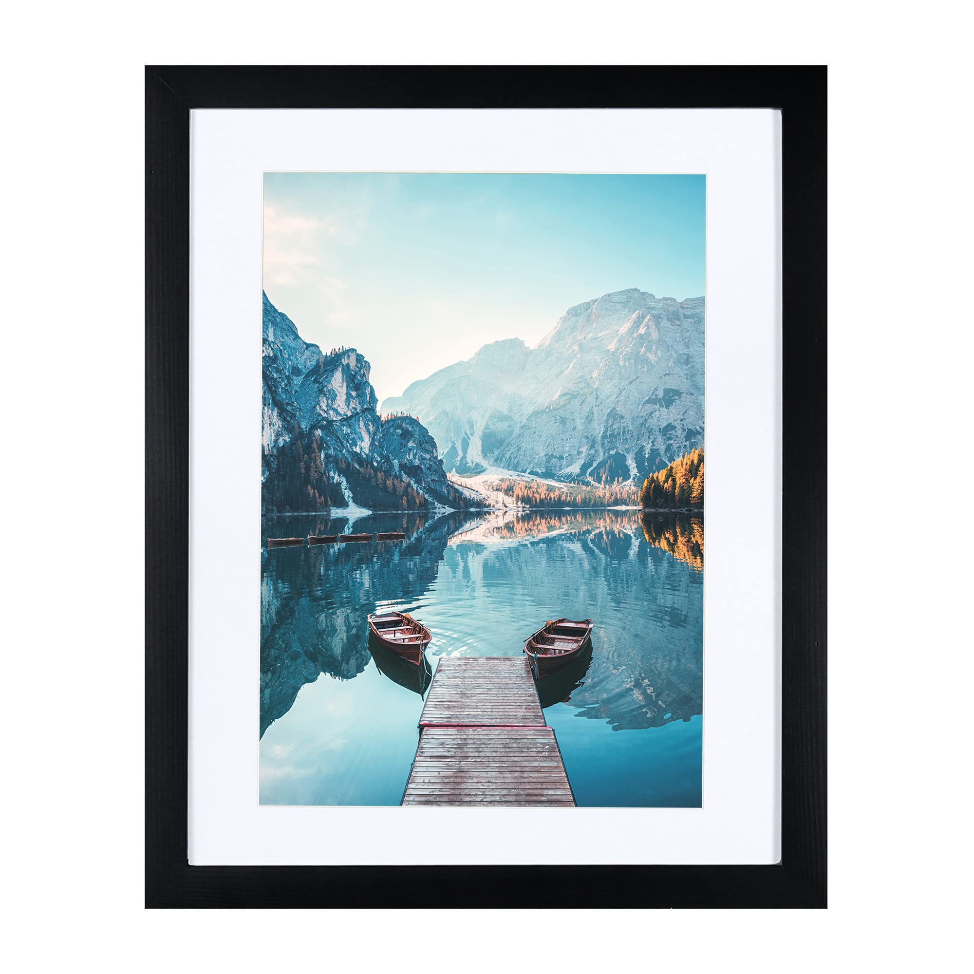 BOJIN 11x14 Picture Frames Black, Solid Wood Display Picture A4 with Mat or 11x14 Without Mat, Wall Hanging Decoration Photo Fra