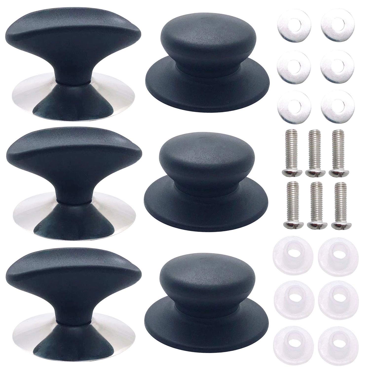 6 Pcs Handgrip Lid Knob Cap Universal Pan Pot Grip Lid Knob Handle 2 Style Cookware Pot Knob Pan Lid Handle Replacement