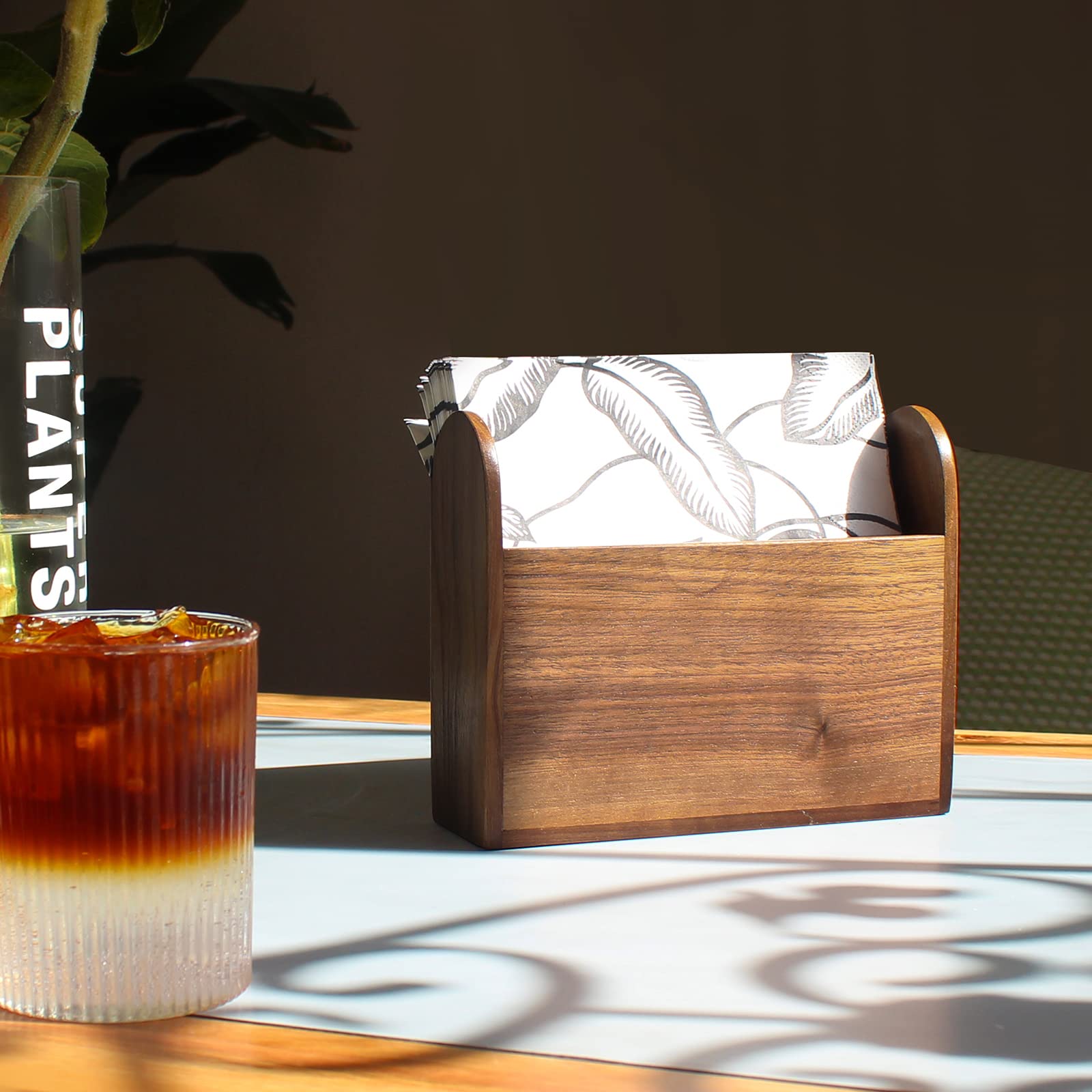 Consdan Napkin Holder, Wooden Napkin Holder, Suitable For Kitchen, Restaurant, Bar, Office, Parties, Home D  Cor (Solid Walnut)