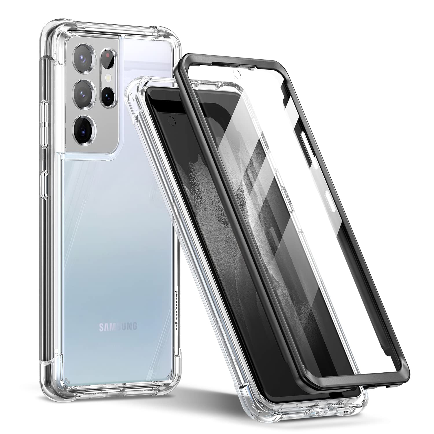 Suritch Clear Case For Samsung Galaxy S21 Ultra 5G,Built In Screen Protector]Camera Lens Protection] Full Body Protective Shockp