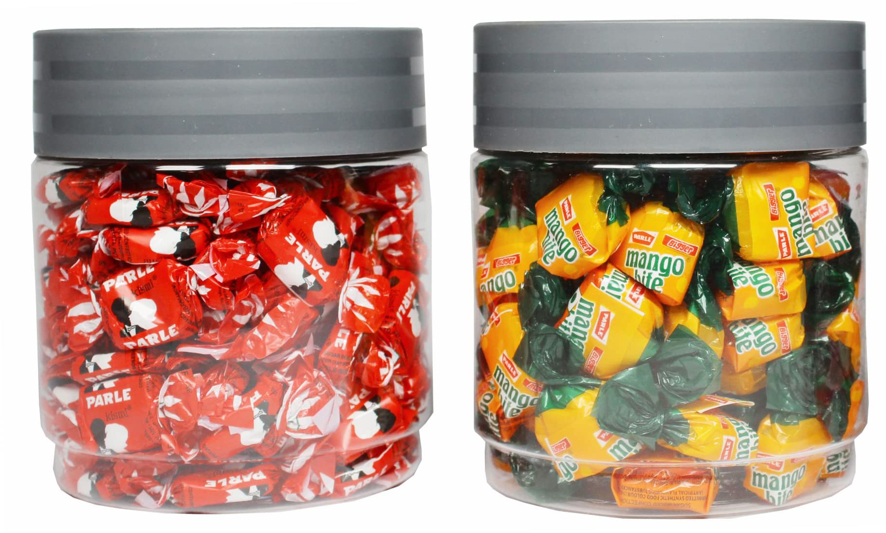Pearlpet Modedge Plastic Jar Airtight Container Set For Kitchen With Spoon, Set Of 2 Pieces, Grey, 700 Ml For Dry Fruits, Masala