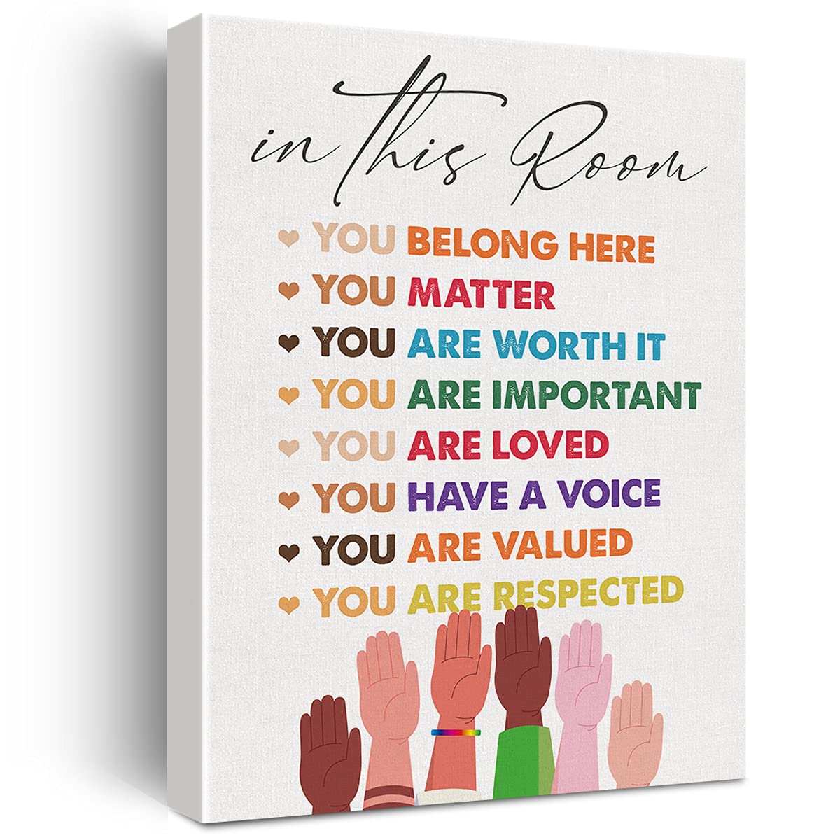 Inspirational Diversity Wall Art In This Room Watercolor Canvas Painting Prints For Classroom Office Wall Decor Framed Equality