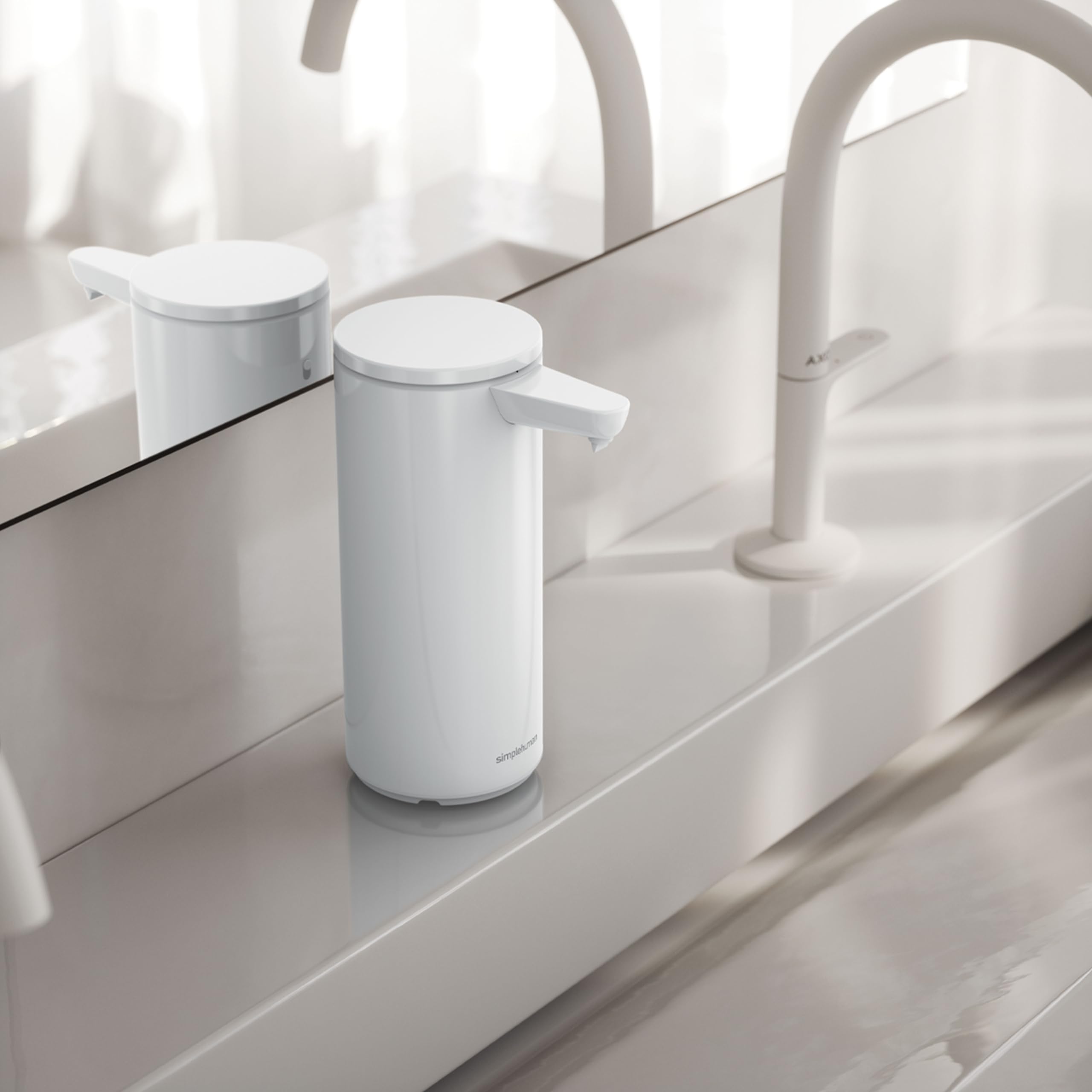 simplehuman Touch-Free Automatic Sensor Pump - 9 oz. Rechargeable, White Stainless Steel, Model ST1085