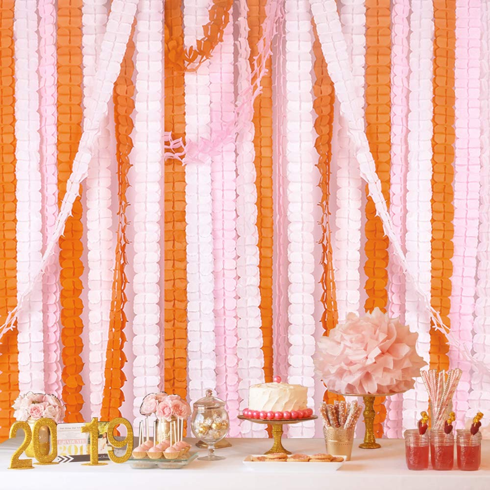 Reusable Party Streamers, Merrynine Four-Leaf Clover Paper Flower Garland For Party, Wedding Decoration, 11.81 Feet/3.6M Each, P