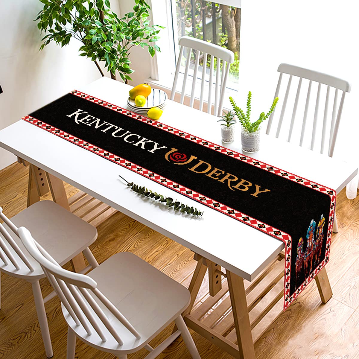 Nepnuser Kentucky Derby Table Runner Churchill Downs Horse Racing Themed Party Decoration Run For The Roses Home Kitchen Dining