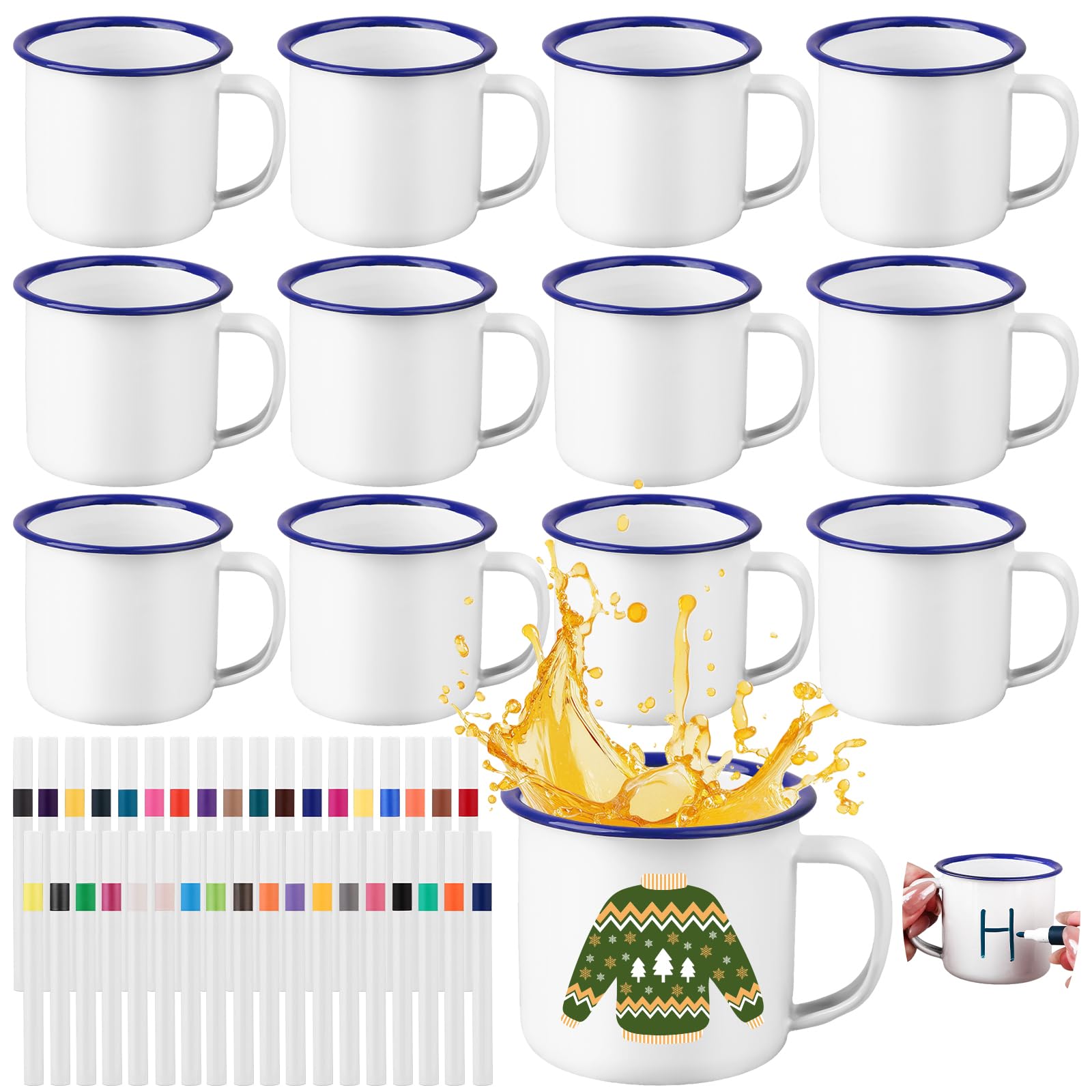 48 Pcs Design Your Own Mug 12 oz Personalized Painting Coffee with Handle
