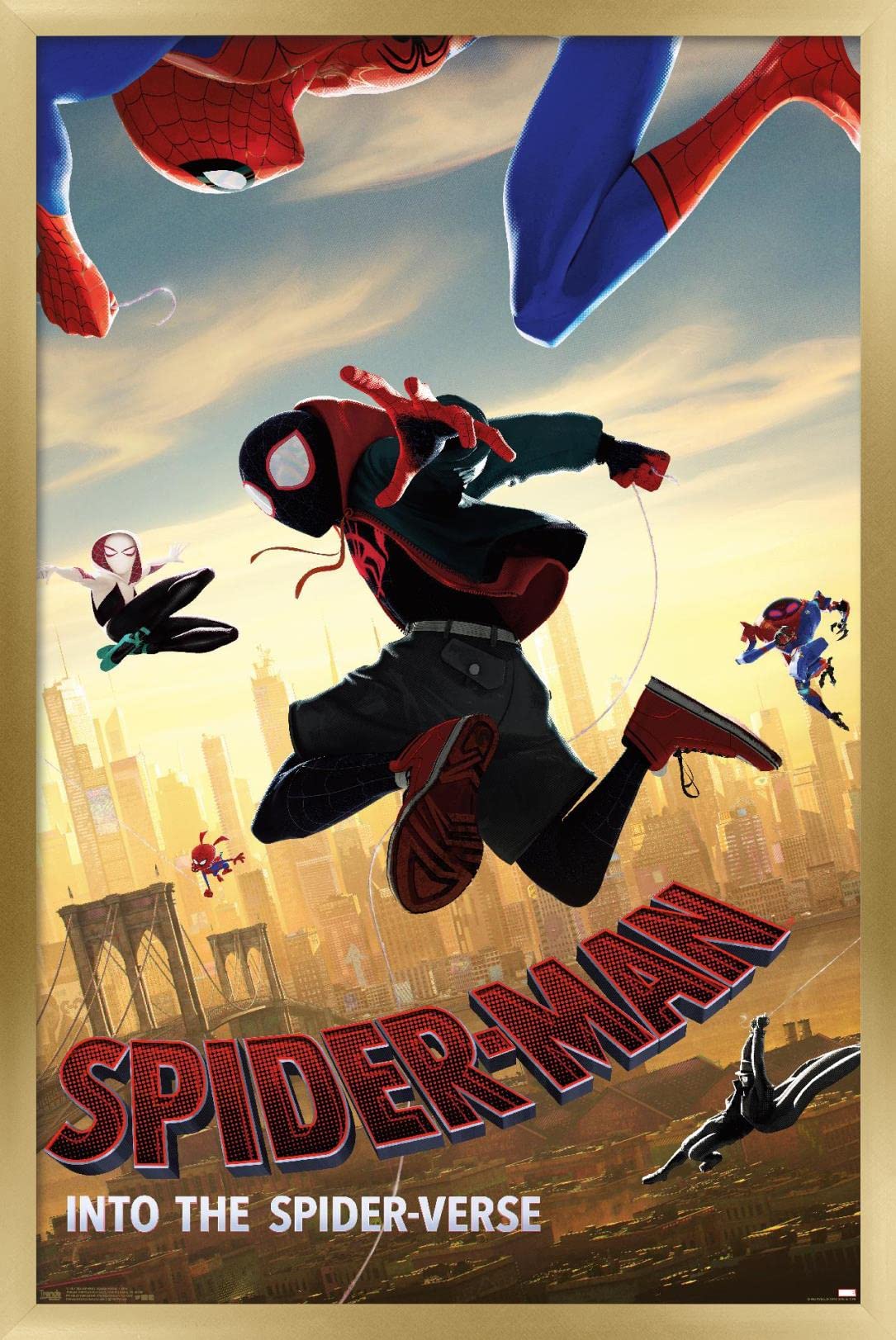 Trends International Marvel Mcu - Spider-Man - Into The Spider-Verse - Dive Wall Poster, 14.725'' X 22.375'', Gold Framed Versio