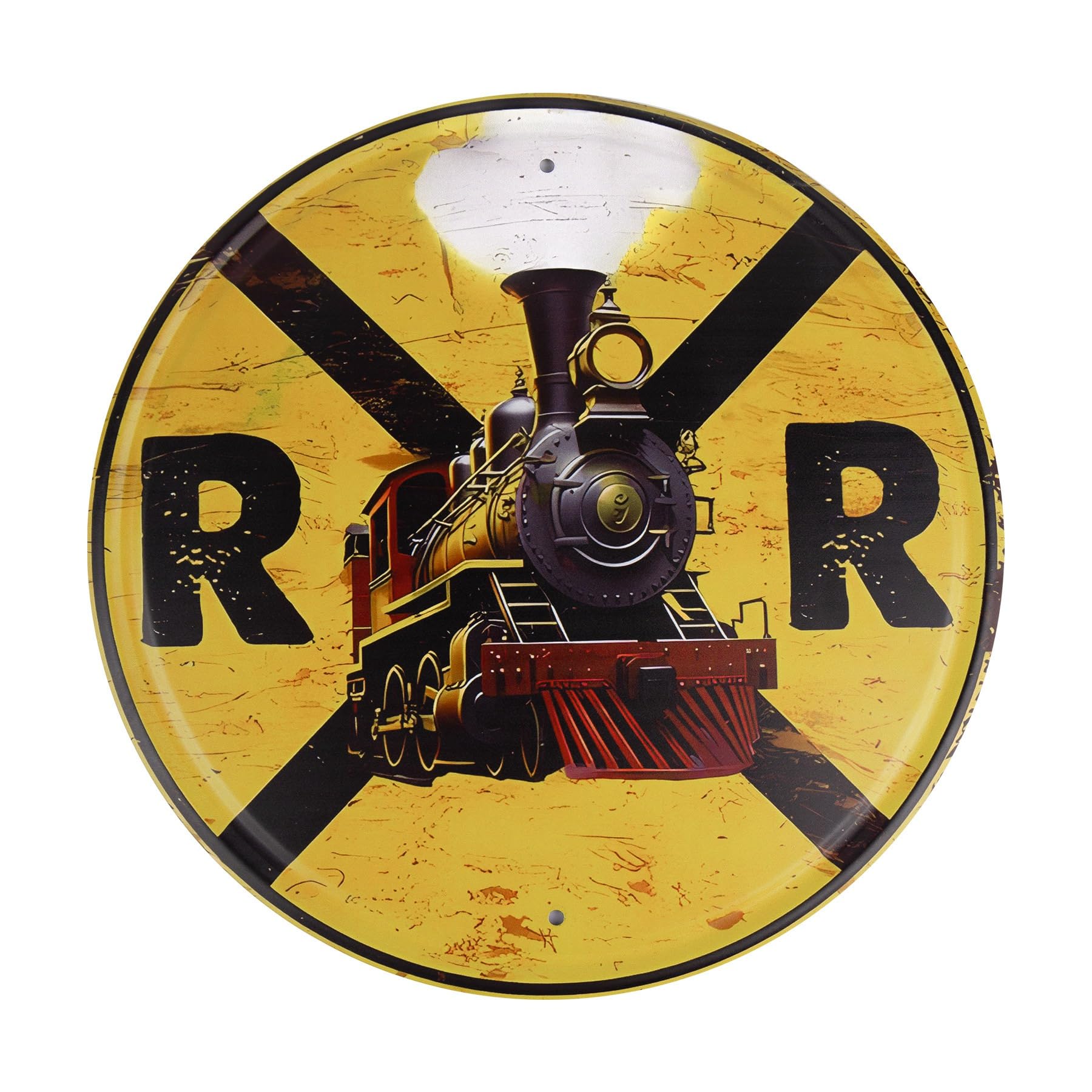 Framendino, 12 Inch Metal Tin Sign Train Railroad Crossing for Bar Garden Kitchen Restaurant Garage Decor
