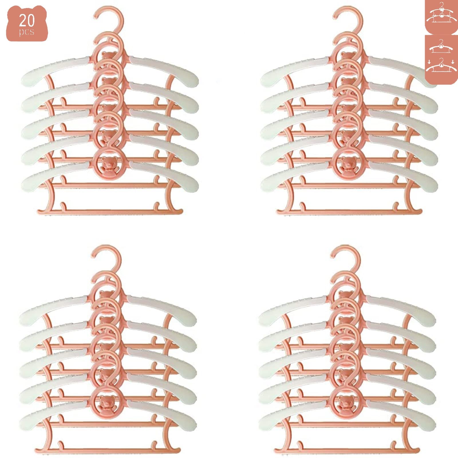 Baby Hangers For Closet, Non-Slip Hgyze 11''-14'' Adjustable Infant Clothes Hanger For Nursery, 0-18Yrs Plastic Kid Hanger Cloth