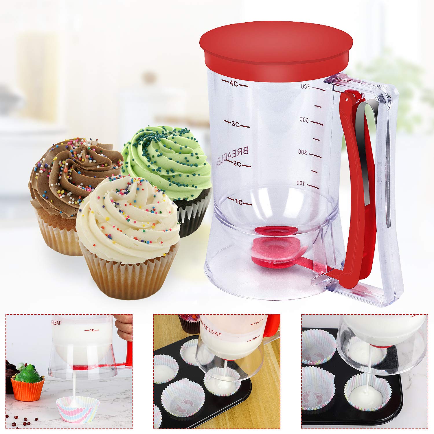 Bbstarz Batter Separator Cupcakes Pancakes Cookie Cake Waffles Batter Dispenser Cookie Separator Batter Cream Speratator Cup Mea