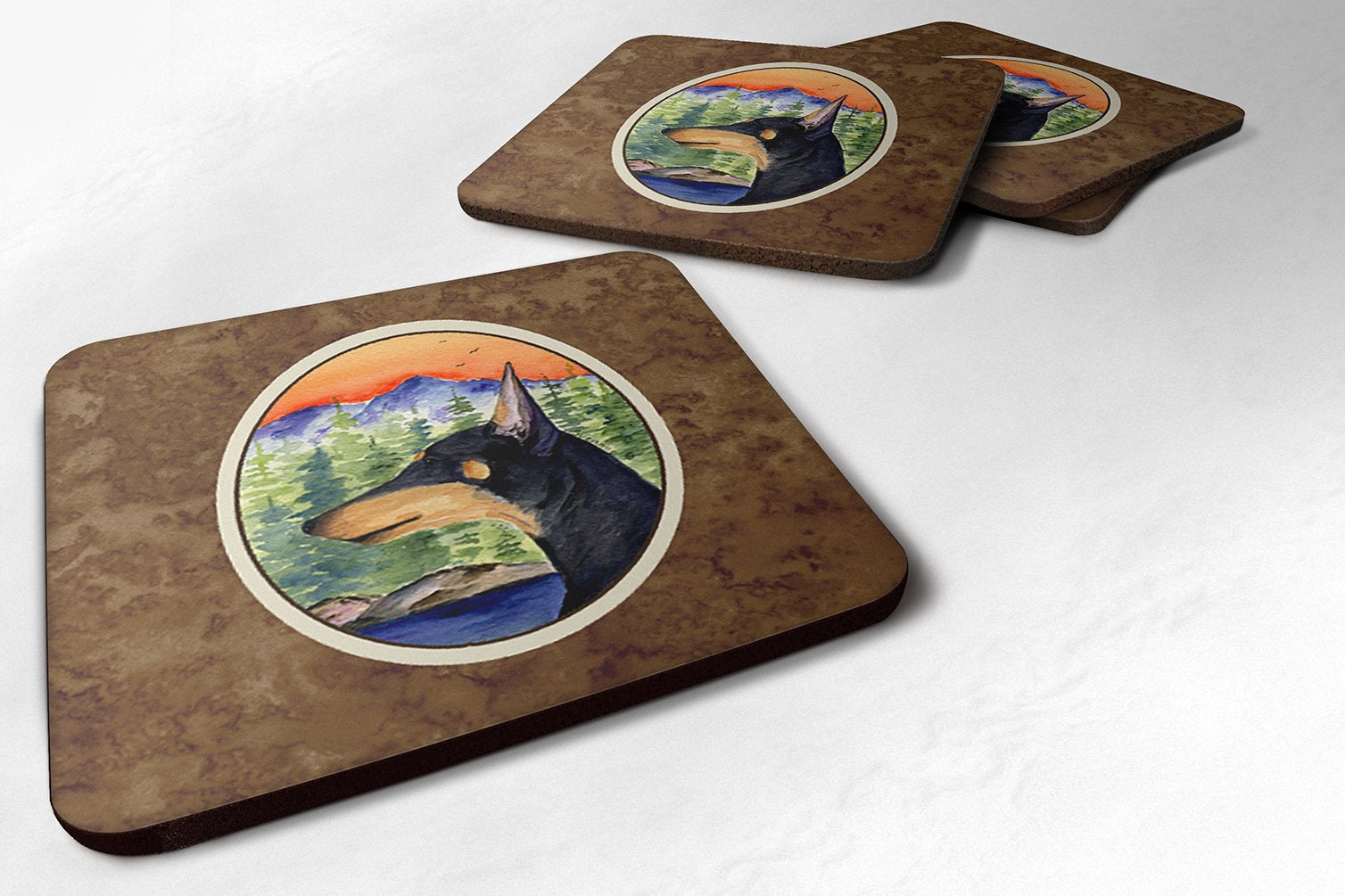 Carolines Treasures Manchester Terrier Foam Coasters (Set of 4), 3.5 H x 3.5 W, Multicolor