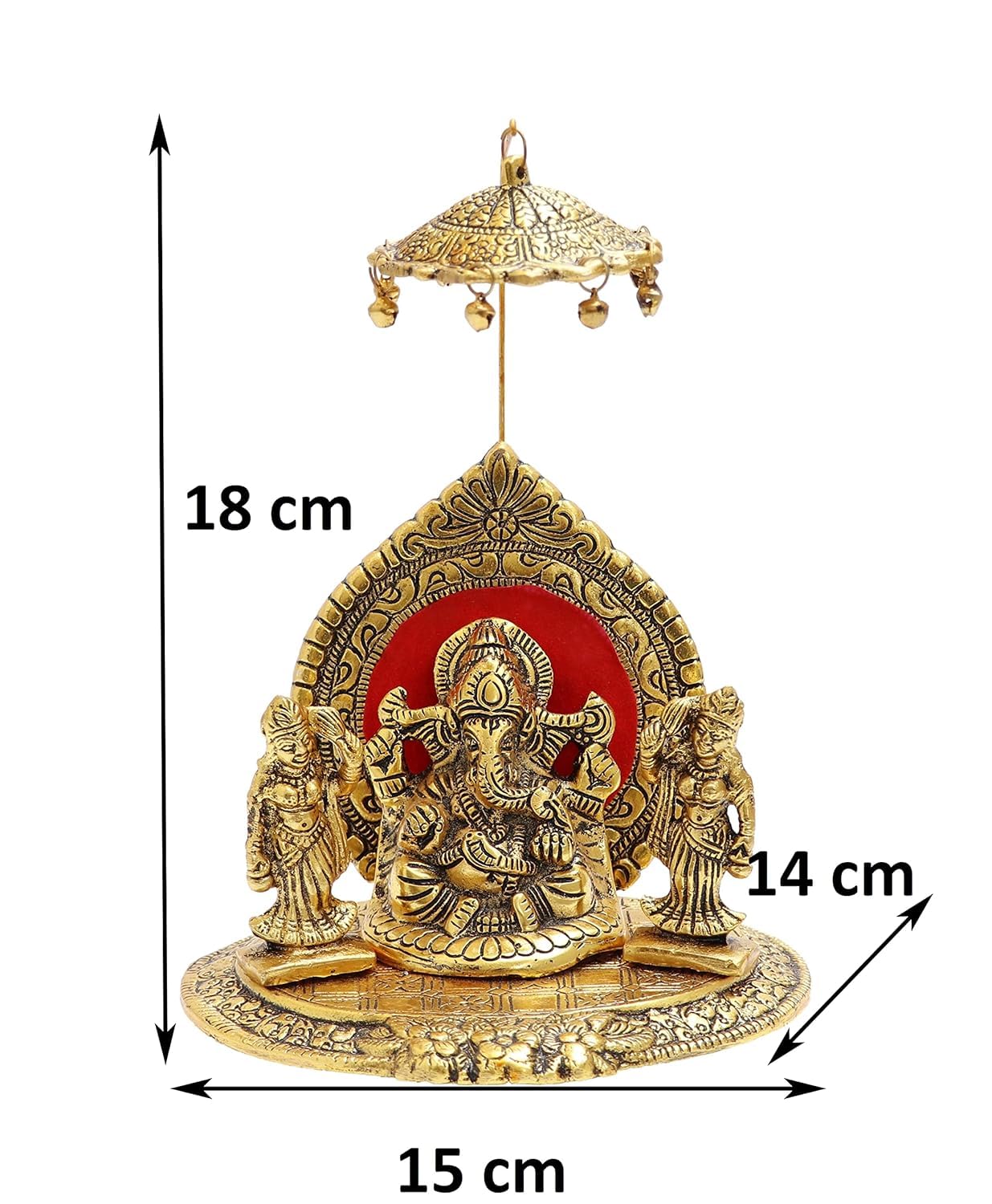 Crown Warriors Metal Handicraft Gold Plated Ganesh Ji Idol With Singhasan Sitting Ganesha For Gift And Puja Home Decor Showpiece