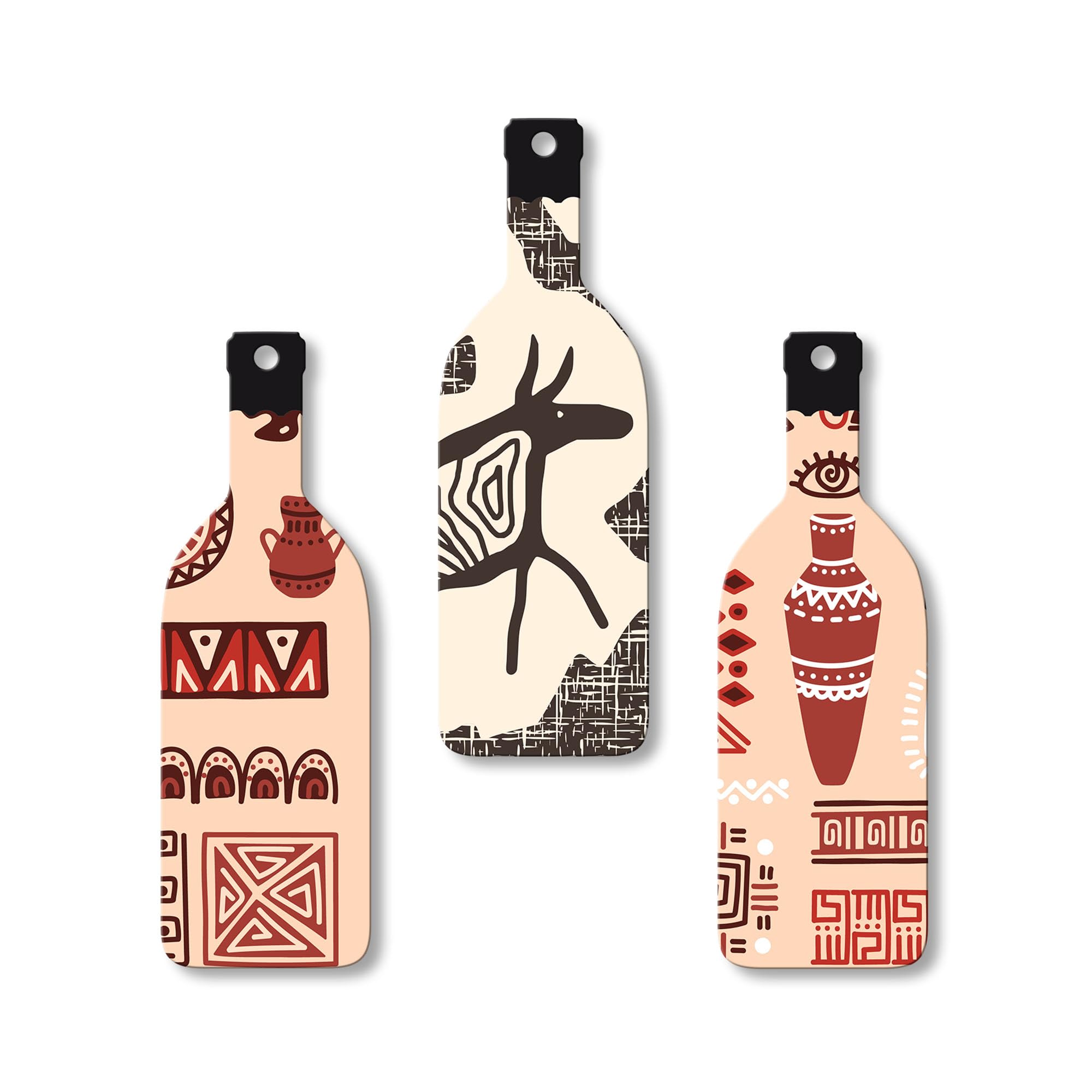 Artvibes African Warli Art Decor Bottle Shaped Wooden Wall Hanging | Living Room | Handcrafted Art | Wall Illustrations | Art Pr