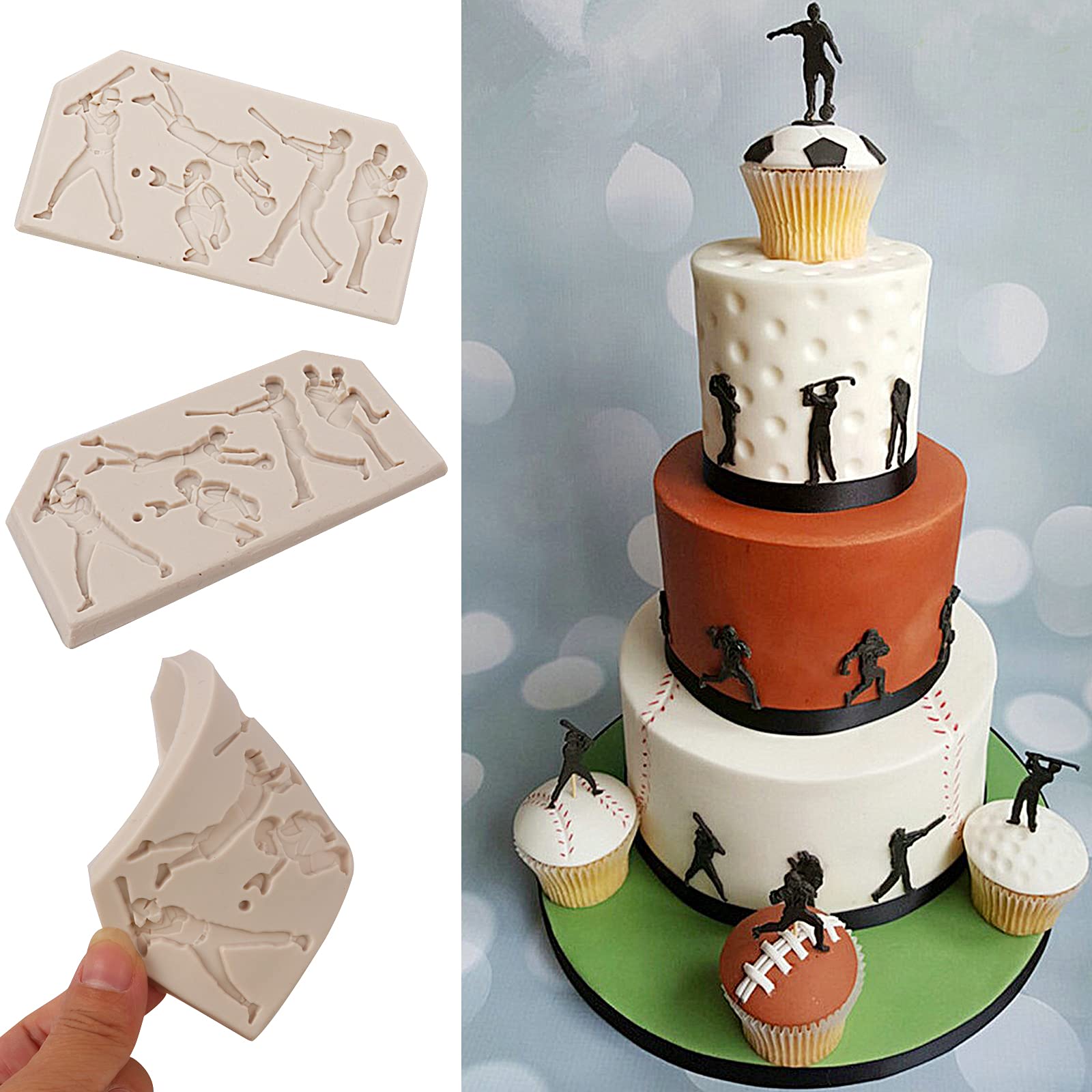 Baseball Fondant Silicone Mold For Cake Decoration, Softball Glove Silicone Chocolate Candy Mold, Kitchen Baking Tools For Cupca