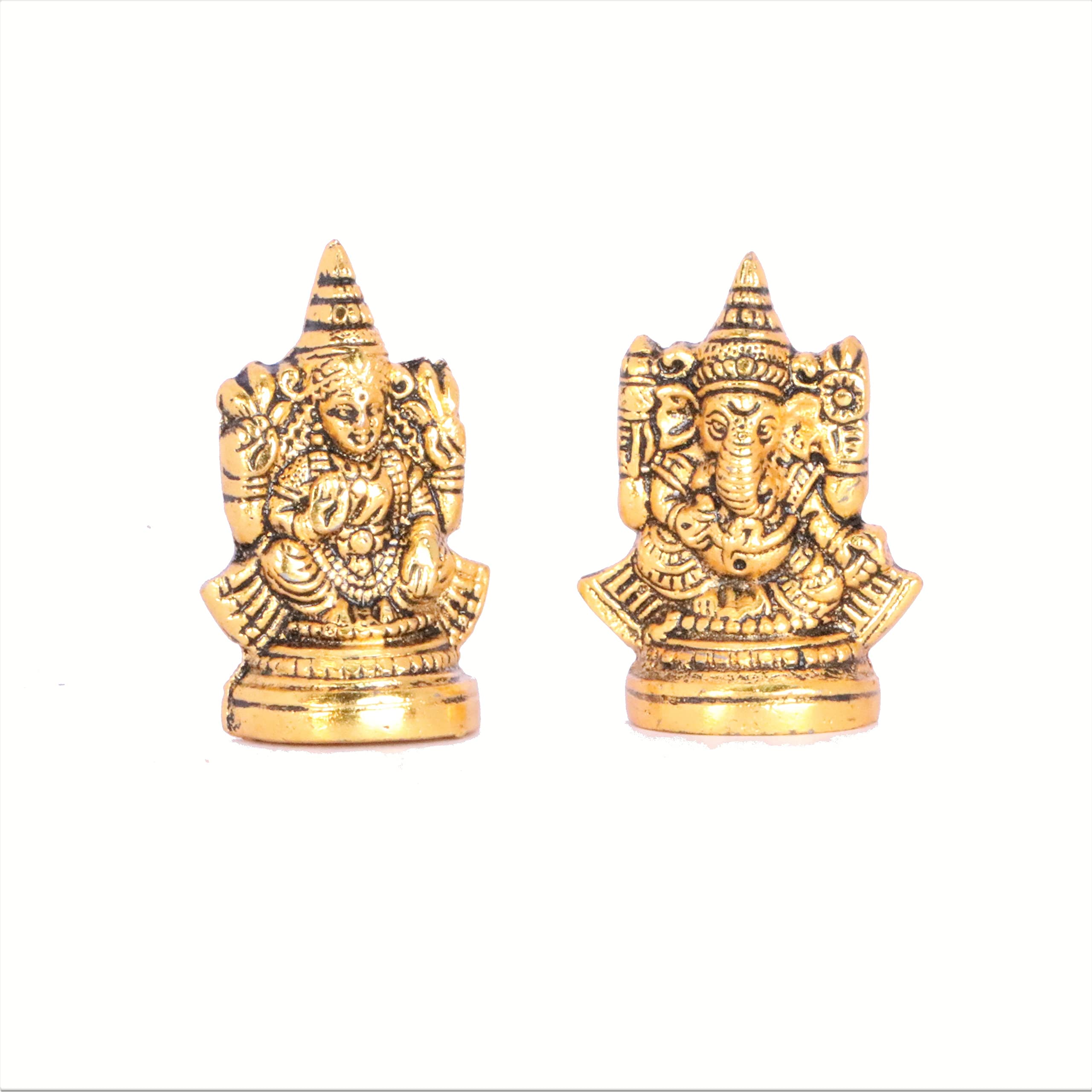 Kridaykraft Metal Laxmi Ganesh Idol Decorative Murti Metal Laxmi Ganesha Statue For Pooja & Decor Your Home, Office, Decorative