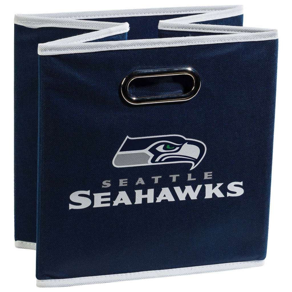 Franklin Sports Nfl Seattle Seahawks Collapsible Storage Bin Nfl Folding Cube Storage Container Fits Bin Organizers Fabric Nfl T