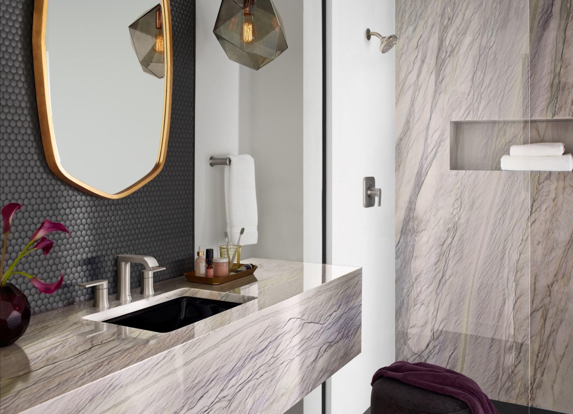 Moen Genta LX Brushed Nickel Modern 6.8-Inch Length Hand-Towel Bar  Wall Mounted Towel Hanger for Bathroom or Kitchen  BH3886BN