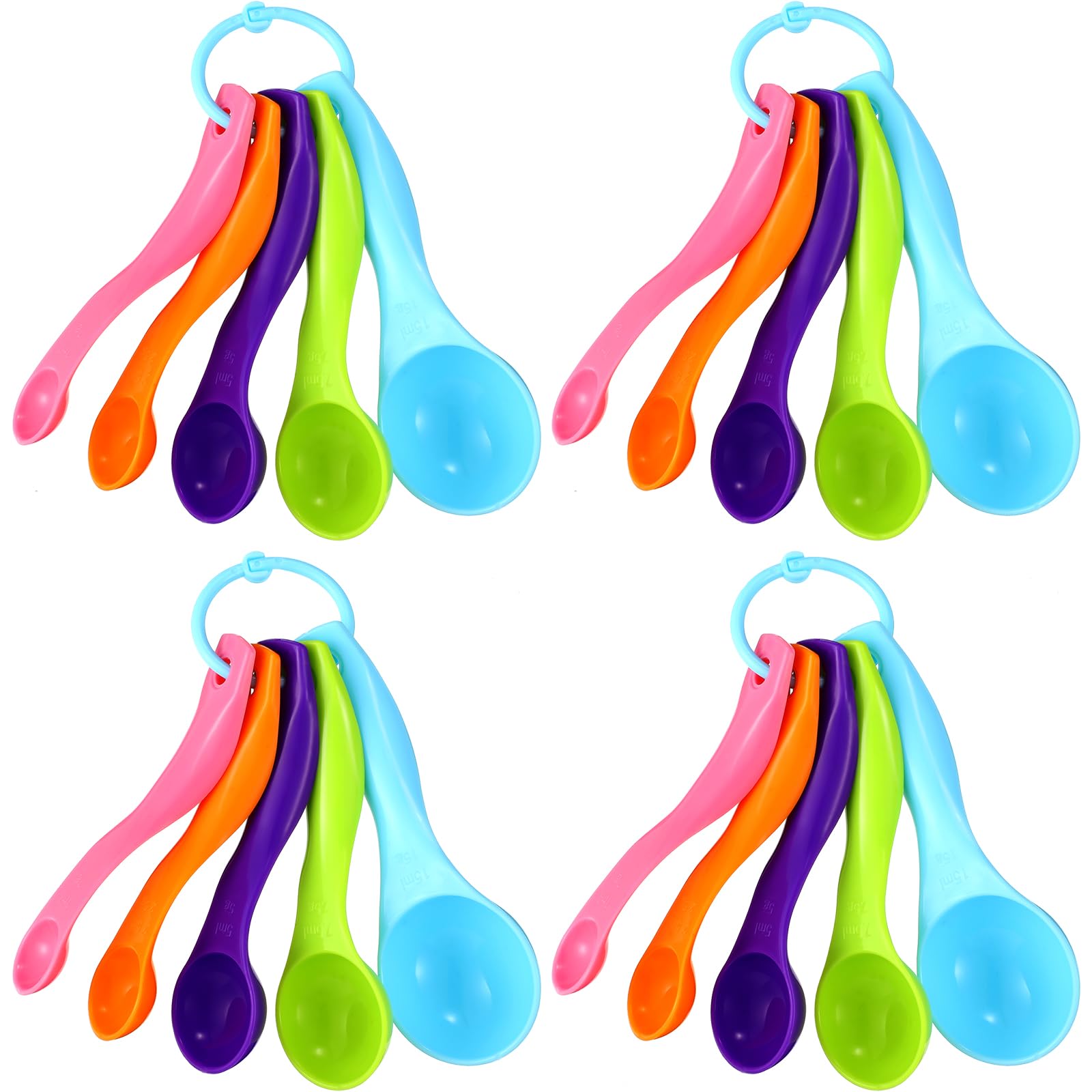 20 Pieces Plastic Colorful Measuring Cup Spoons for Kitchen Cooking Baking Dry and Liquid Ingredients
