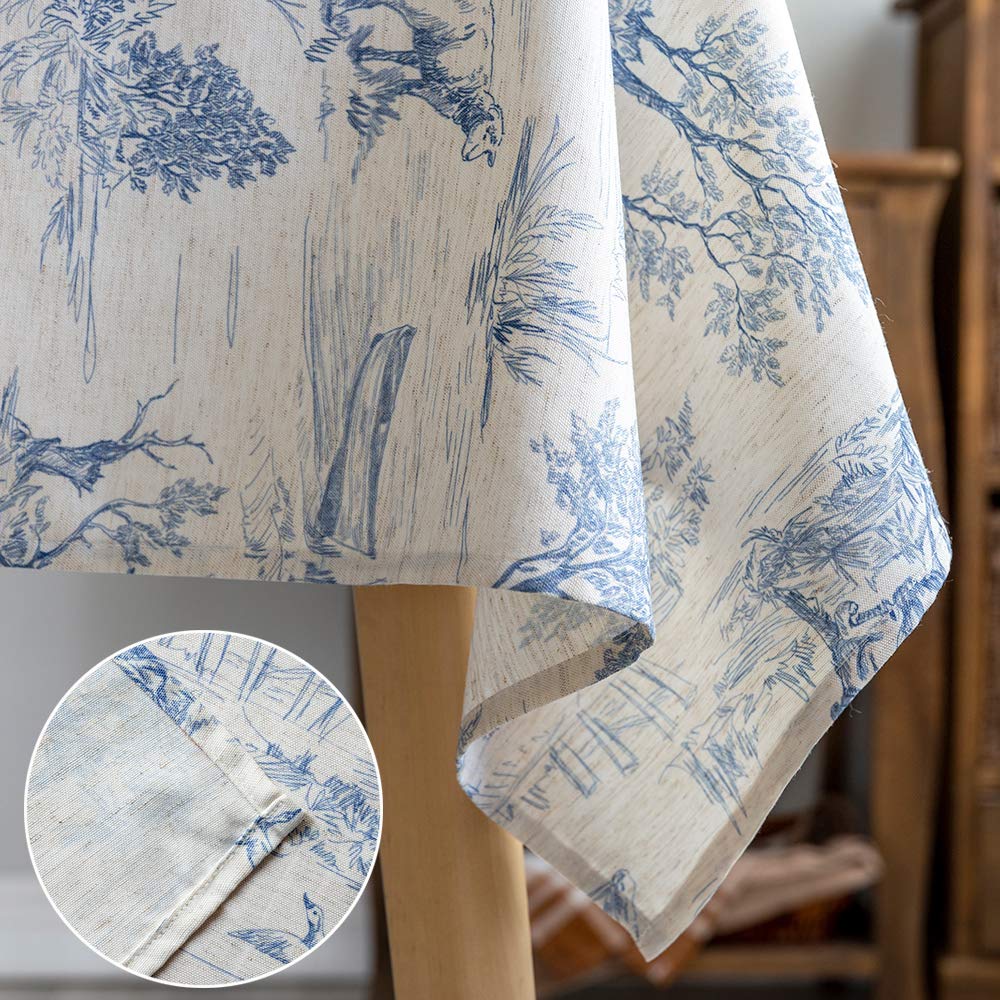 Glory Season Rustic Tablecloth Classic French Village Printed Linen Fabric Table Cover Farmhouse Decoration 55X102 Inches Rectan