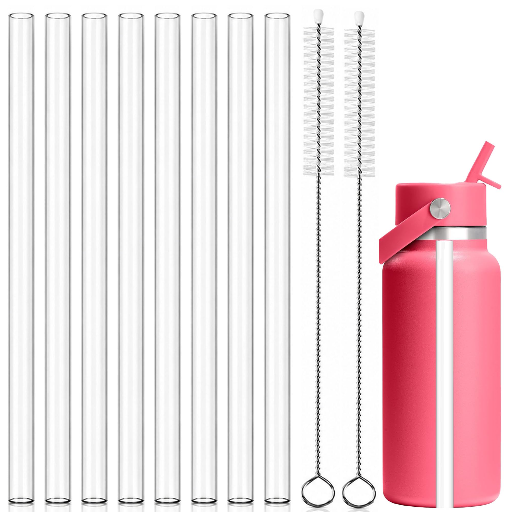 Dakoufish Replacement Straws Compatible with Hydro Flask 1264oz Water Bottle, Fits PressIn & Flex Straw Lids, 8 BPAFree Reusa
