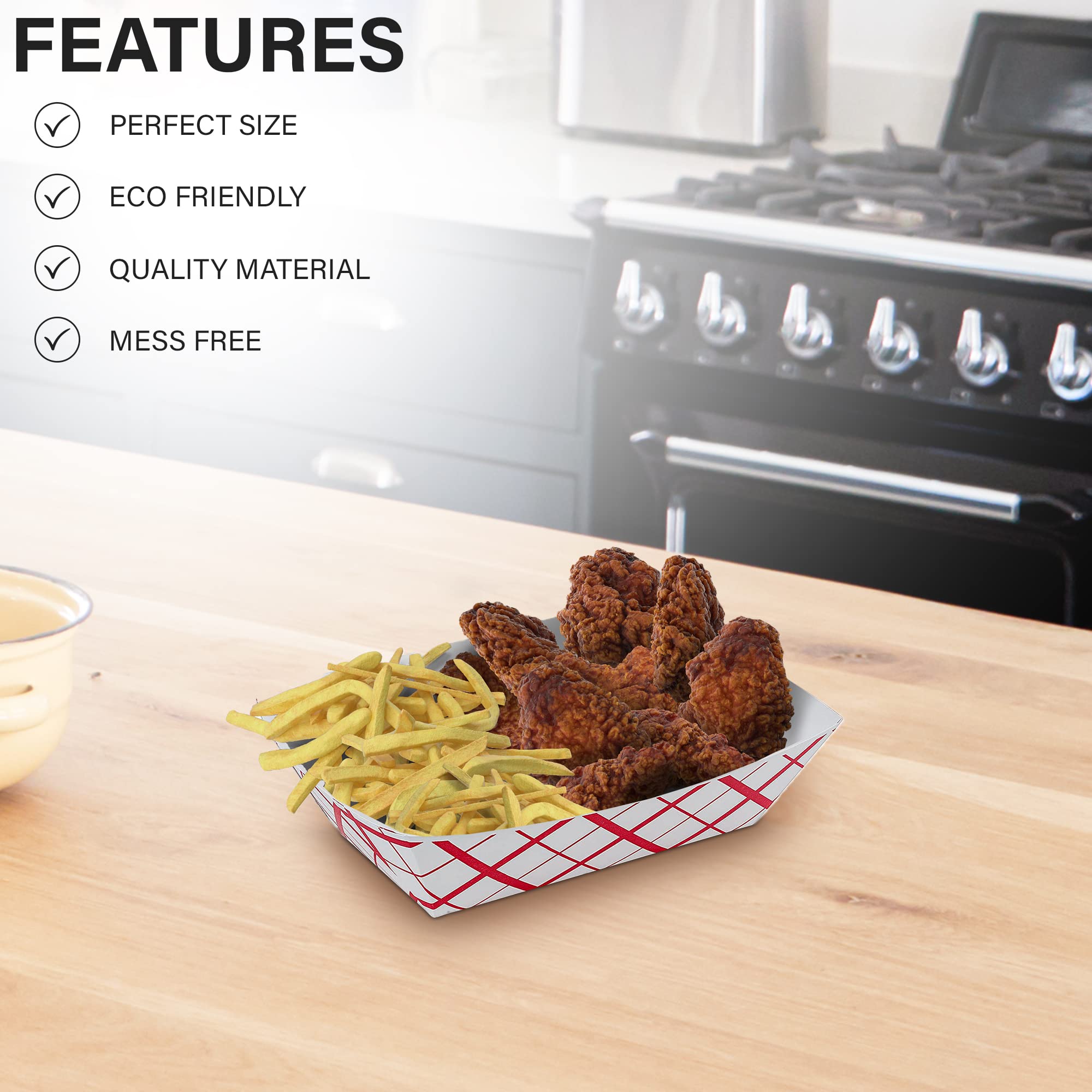 Mt Products 5 Lb. Plaid Lunch Paper Food Trays For Food Truck (Pack Of 50)