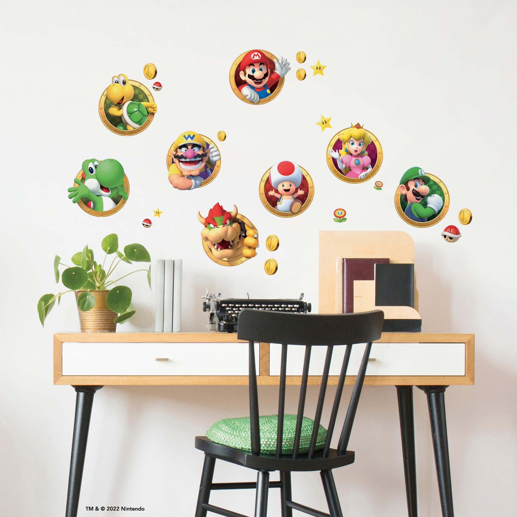 Roommates Rmk5224Scs Super Mario Character Peel And Stick Wall Decals, Yellow, Green, Red