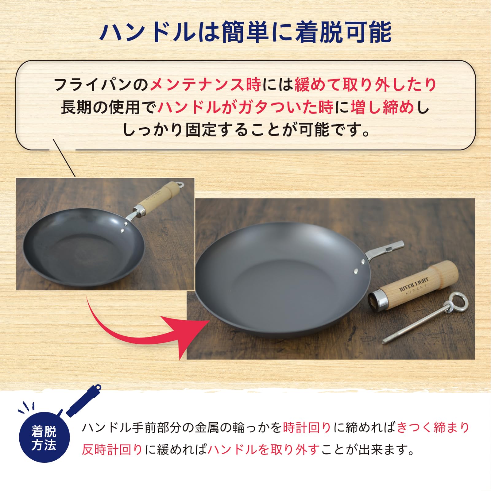 Riverlight Js2328 Kyoku Japan Iron Thick Plate Frying Pan With Lid Set, 11.0 Inches (28 Cm), Iron Nitride, Nitriding, Ih Compati